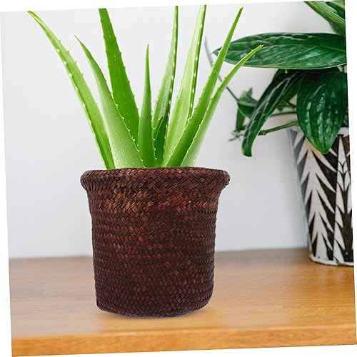 Miniatura 7 de Cabilock 1 cesta de flores tejidas con algas marinas, maceta decorativa para interiores para flores secas, decoración del hogar, cesta de