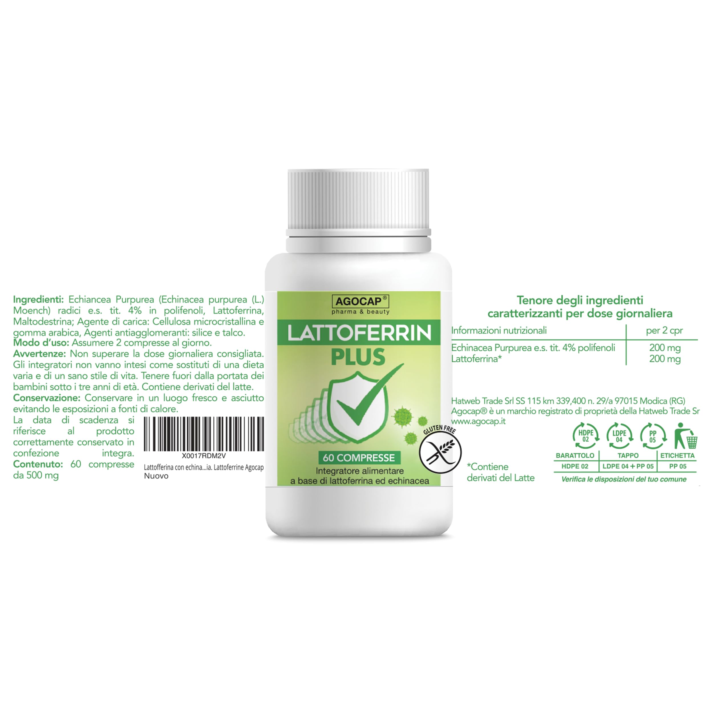 Lattofferina con echinacea per le difese immunitarie. 60 COMPRESSE di lattoferrina 200 immuno stimolante. Integratori difese immunitarie ideale per tutta la famiglia. Lattoferrine Agocap