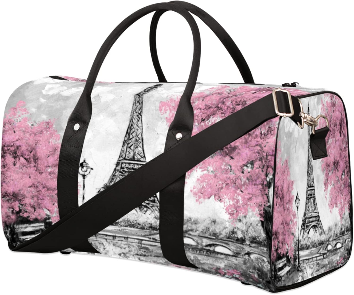 Travel Duffel Bag Paris Eiffel Tower Waterproof Weekend Overnight Bag Carry-on Workout Bag for Sports Gym Camping Outdoor Activities