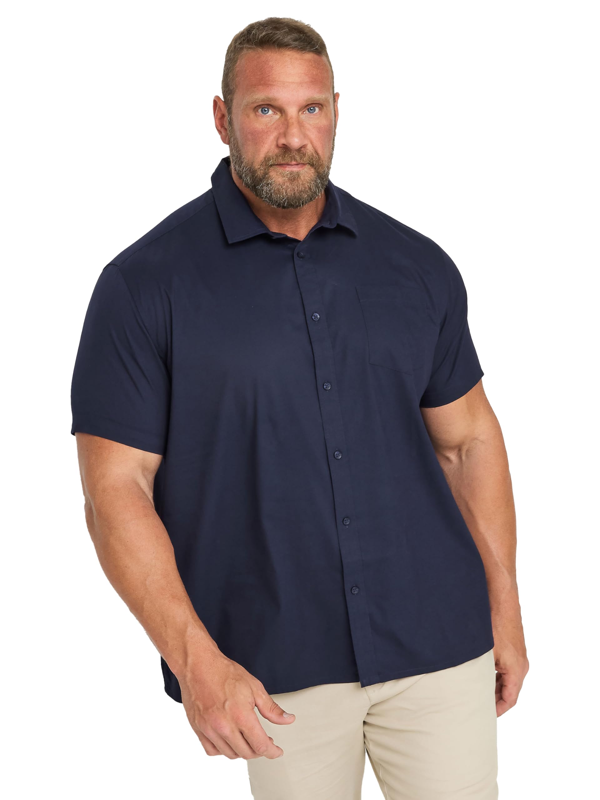 BadRhino Men's Short Sleeve Oxford Shirt - Dark Blue - 5-6XL