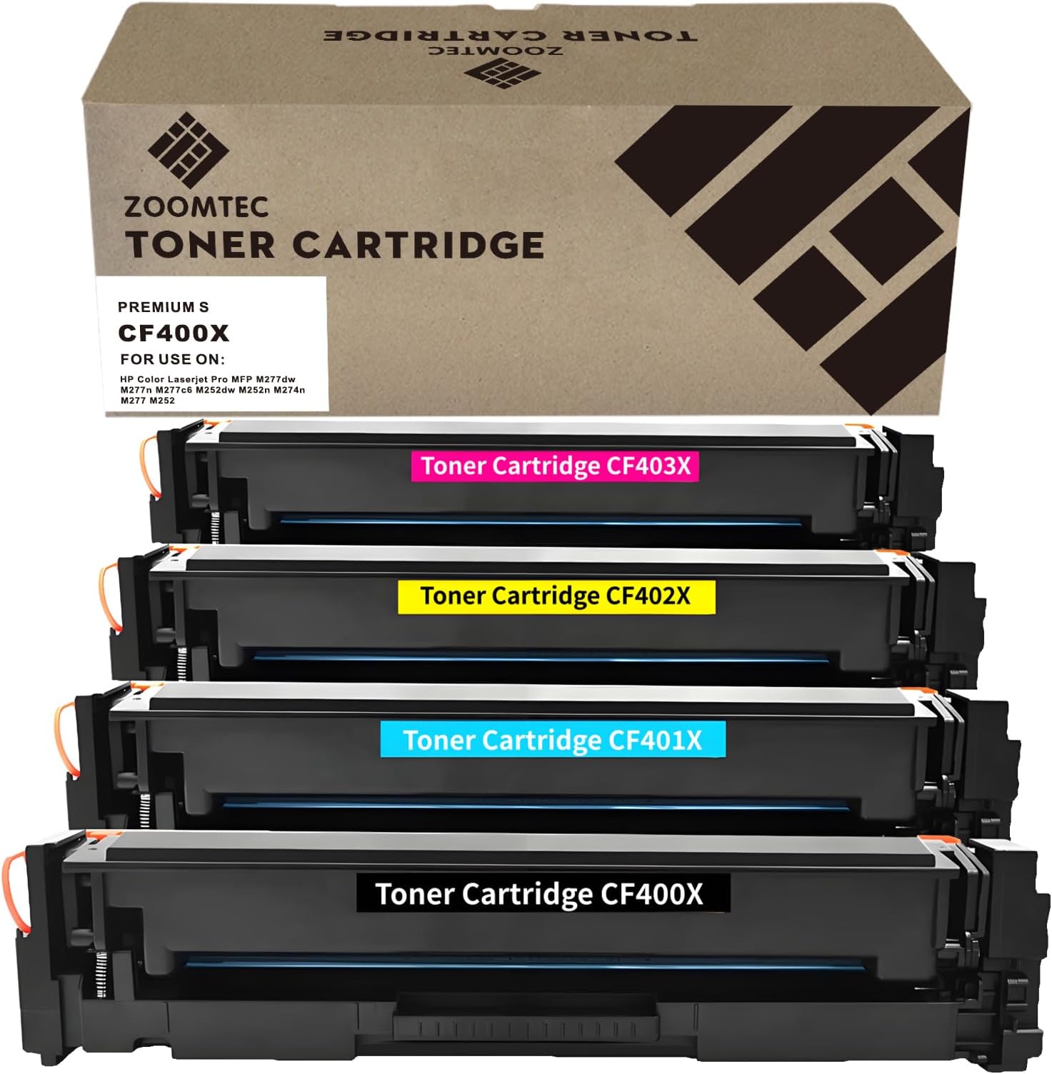 Compatible for HP 201X CF400X CF401X CF402X CF403X Toner Cartridge for HP Colour Laserjet Pro MFP M277 M277DW M277N M274N M252DW M252 M252N M277DW Printer (4 Pack)