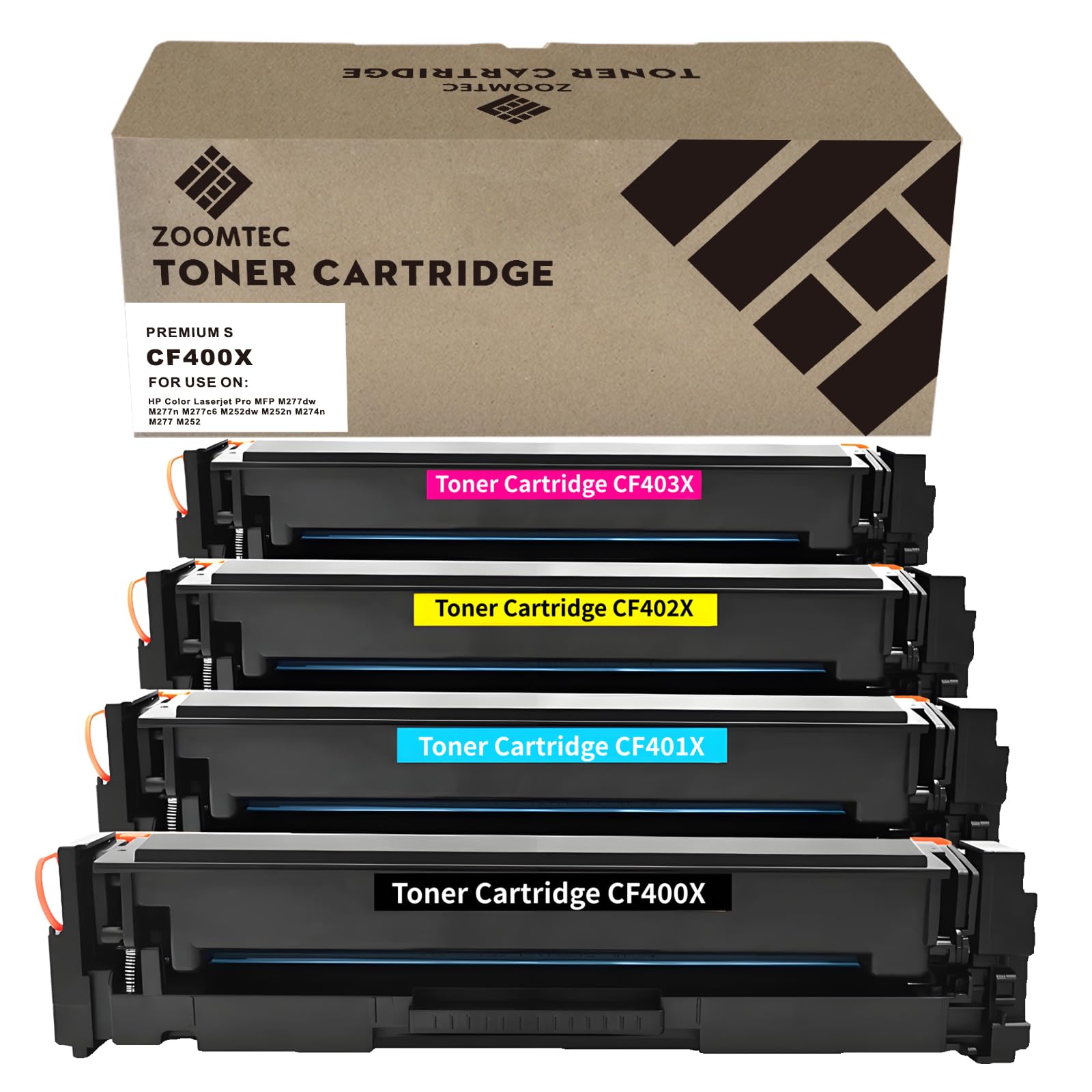 Compatible for HP 201X CF400X CF401X CF402X CF403X Toner Cartridge for HP Colour Laserjet Pro MFP M277 M277DW M277N M274N M252DW M252 M252N M277DW Printer (4 Pack)
