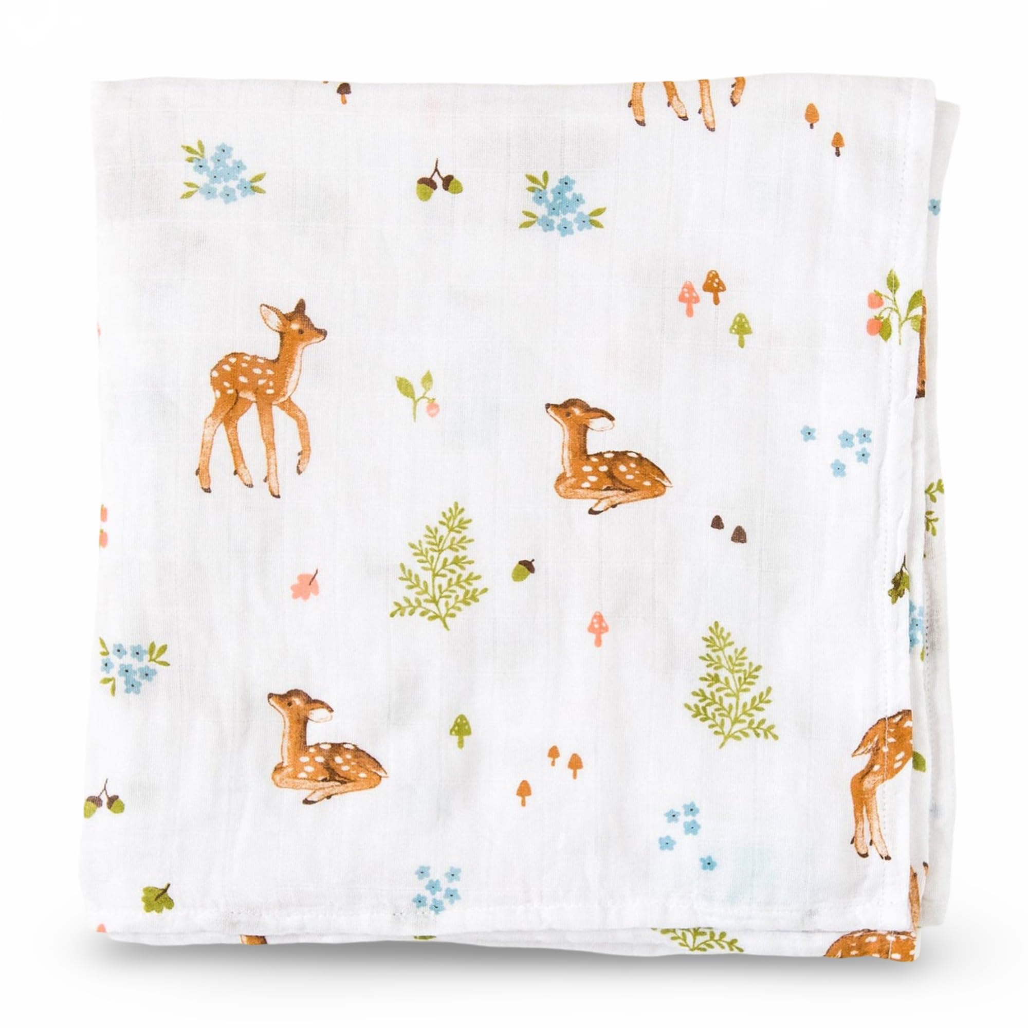Organic Cotton Muslin Luxury Swaddle Blanket, X-Large, 120x120cm (Fawn)