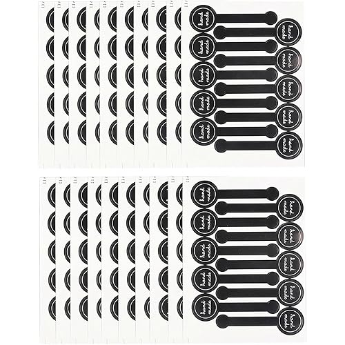 20 Sheets(200 Pcs) Food Retail Package Seal Self Adhesive Paper Sticker Labels Sealing Stickers Tamper Evident Decorative Labels for Handmade Baking Craft Arts and More