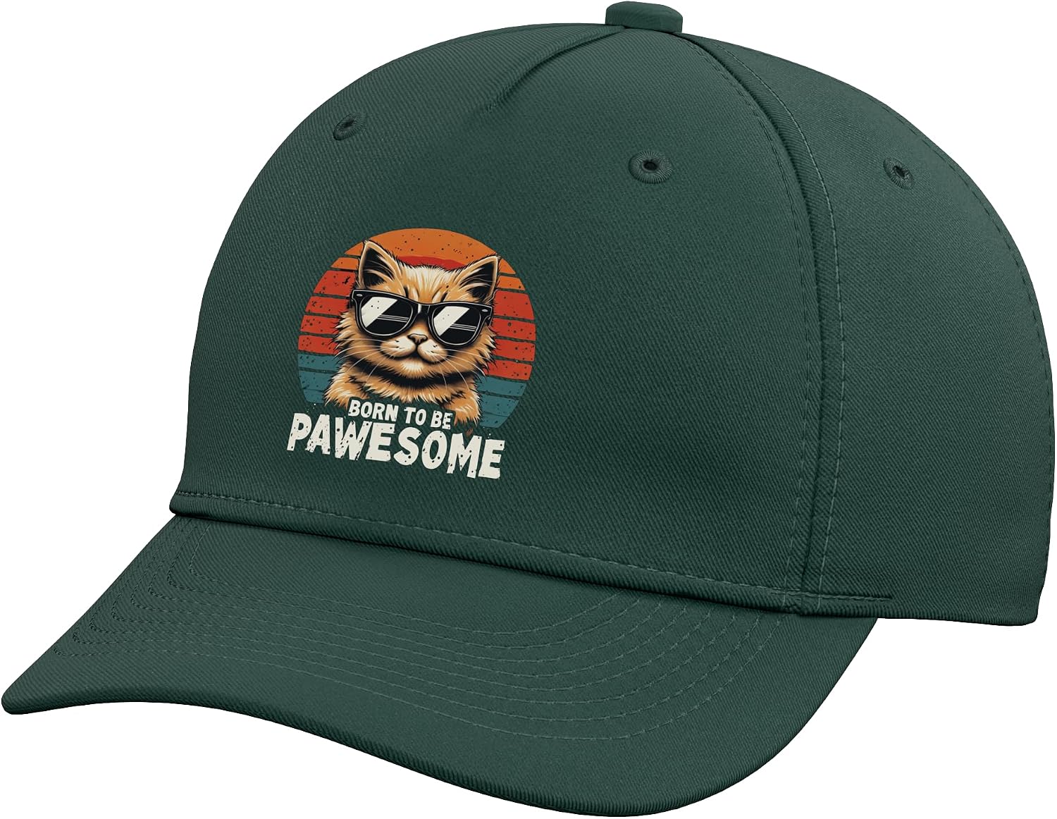 Cute Cat Kitten Wearing Funny Sunglasses Vintage Sunset Adjustable Baseball Hat