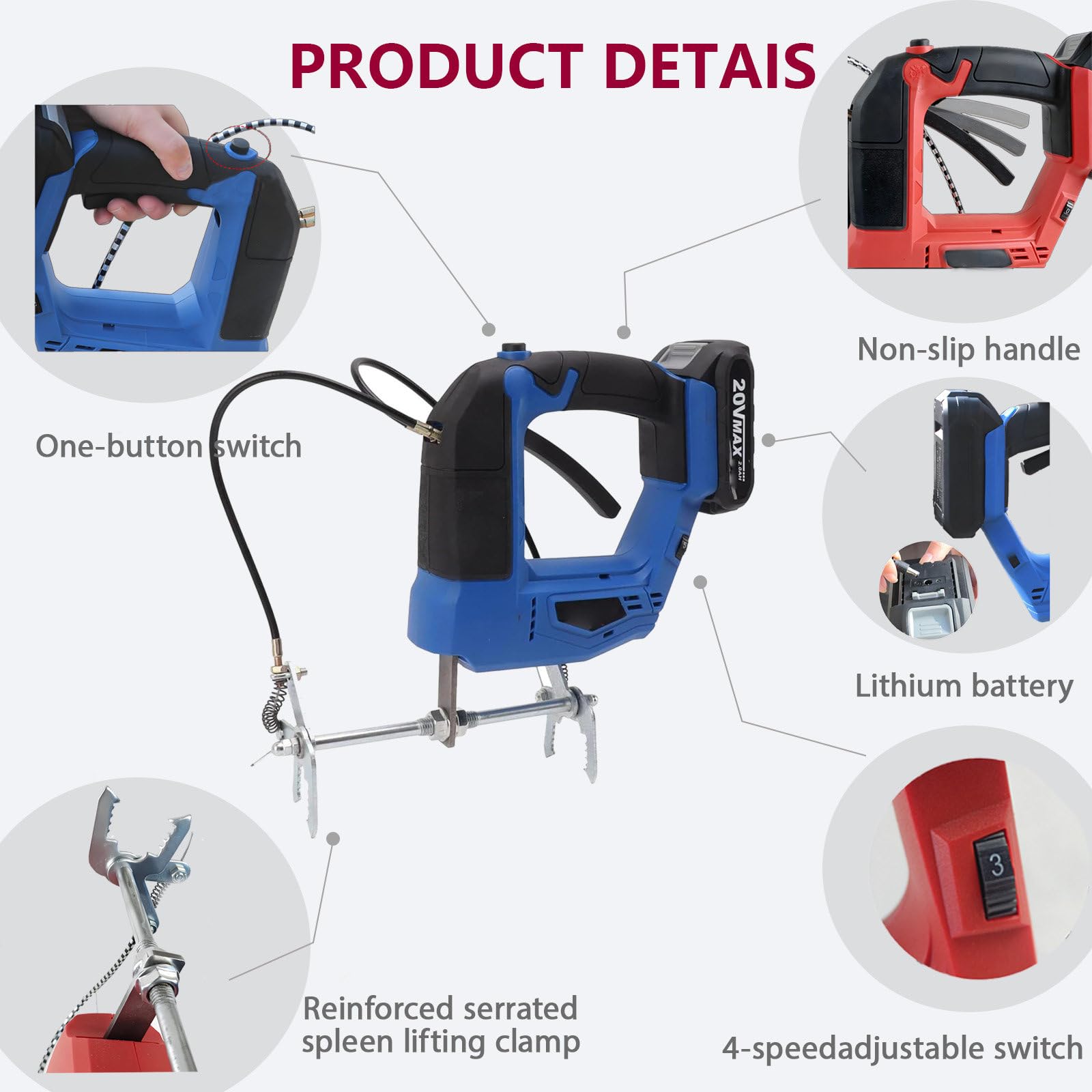 Extractor de Miel eléctrico portátil de 4 velocidades, 150 W, con Cargador y Caja de Almacenamiento, 2700 r/min, para apicultores y Granjas. Blue