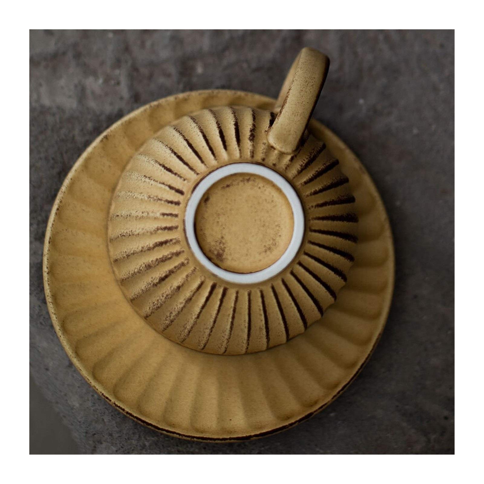 Duże ceramiczne kubki do kawy, Zestaw porcelanowych filiżanek do herbaty i kawy z uchwytem spodkiem(Cup 2)