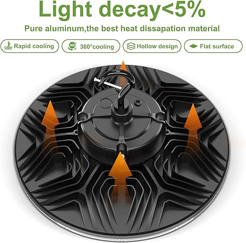 Miniatura 7 de Luz de bahía alta, luz LED UFO de 240 W 36000 lm (equivalente a 1000 W HIDHPS) Listado ULDLC, 0-10 V regulable, cable de 6 pies, 5000 K, IP65