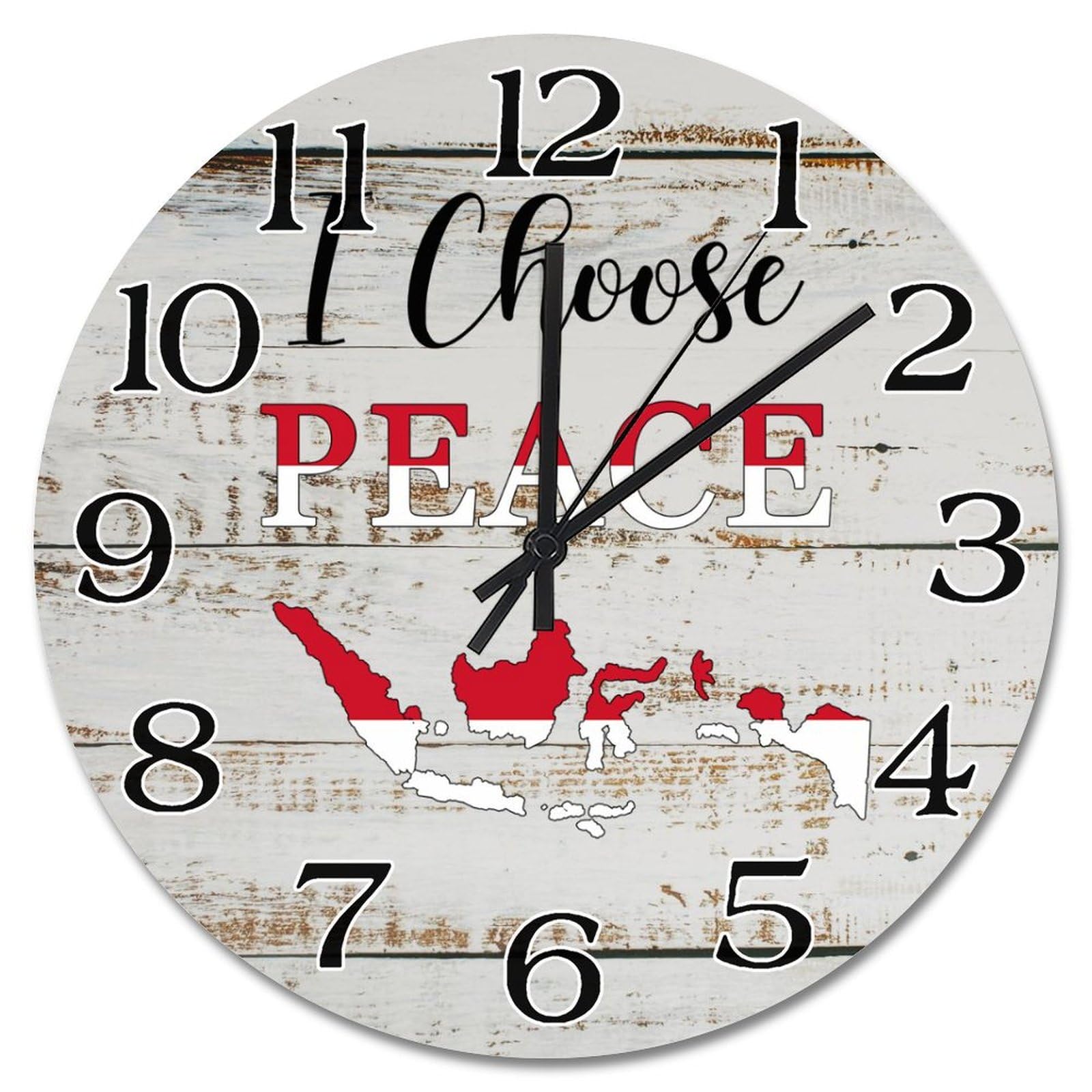Horloge murale ronde Indonésie de 38 cm silencieuse pour salon
