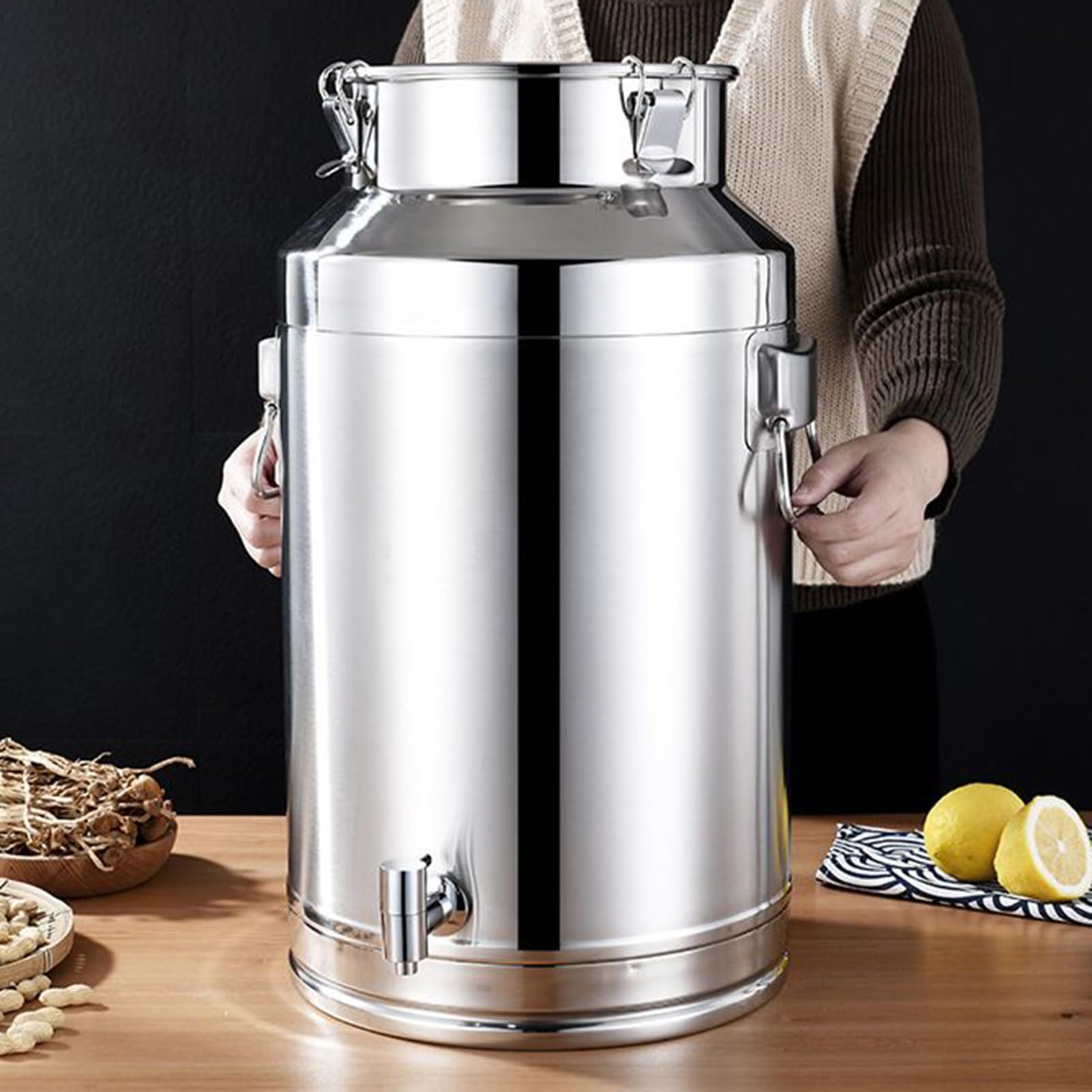 Contenitori in Acciaio per Cucina Barattolo portacereali | Contenitore per olio con coperchio Per fornai bevitori proprietari di casa affittuari dispensa cucina mensole camper