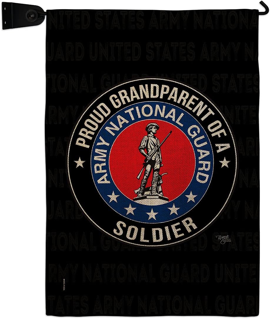 Army Proud Grandparent Soldier Garden Flag Set Wall Holder Armed Forces National Guard ANG United State American Military Veteran Retire Official Gift Yard House Double-Sided 13 X 18.5