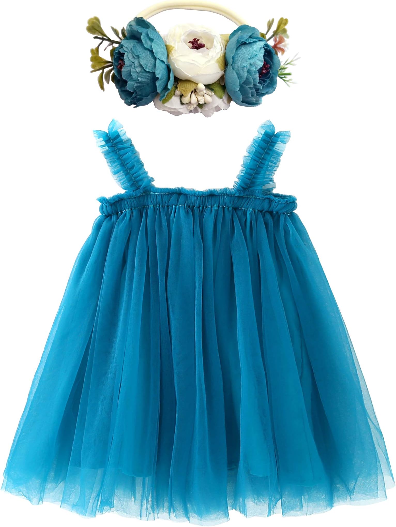 BGFKSLayered Tulle Tutu Dress for Toddler Girls,Baby Girl Rainbow Tutu Princess Skirt Set with Flower Headband.