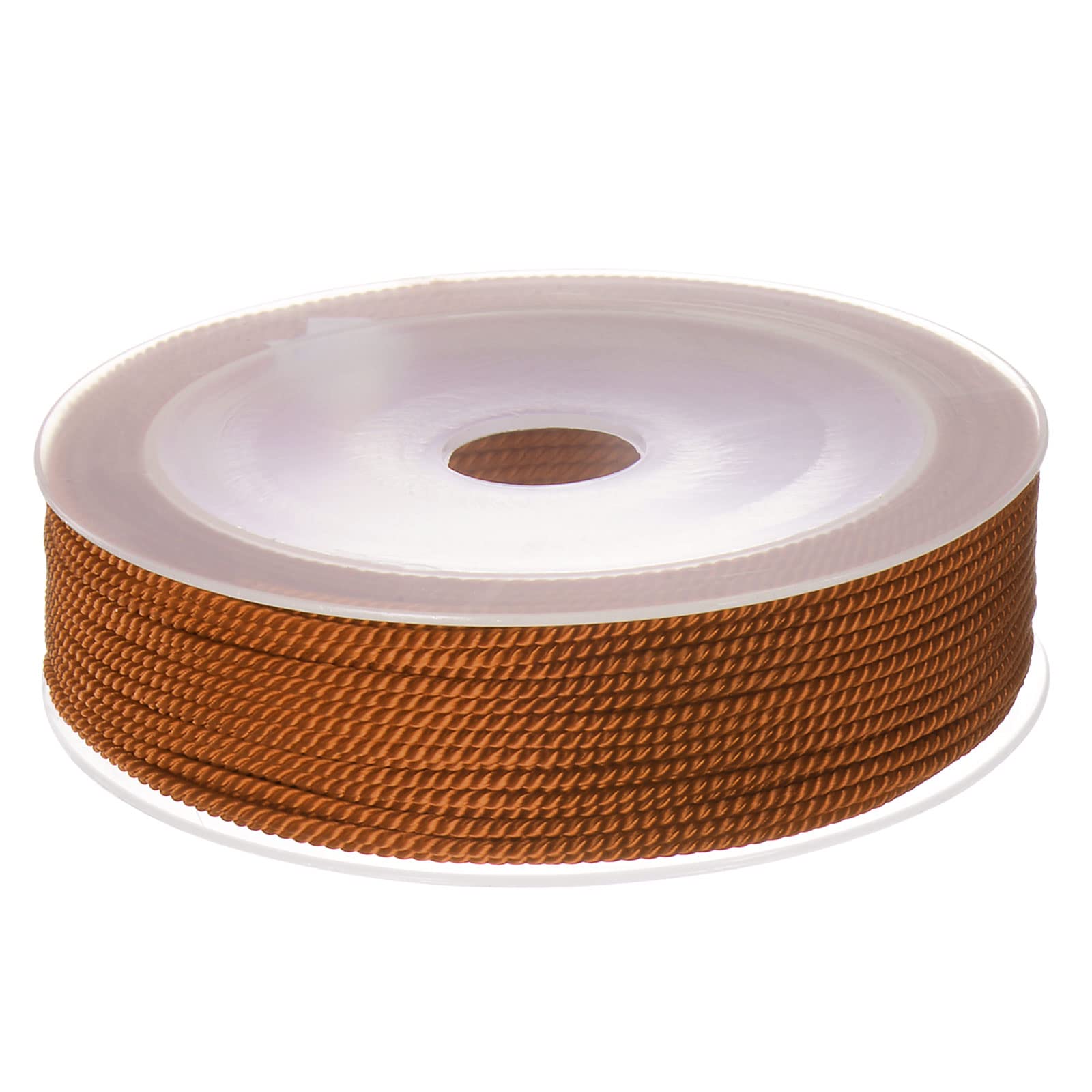 sourcing map Twisted Nylon Twine Thread Beading Cord 1.5mm 20M/65 Feet Extra-Strong Braided Nylon String for Crafting Bracelets Jewelry Making, Red-Brown