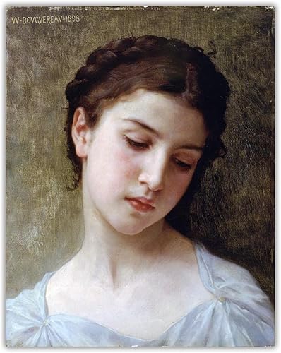 William Bouguereau "Retrato de niña" impresión en lienzo, Cuadrode arte de pared para la decoración del hogar de la sala de estar 27.6x33.5 in sin