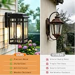 Lampadaires muraux extérieurs 9,76'', Lanternes murales étanches à l'eau de porc, éclairage mural noir mat extérieur, anti-rouille E26 Scones muraux de socket pour Garage de porte avant, paquet de 2