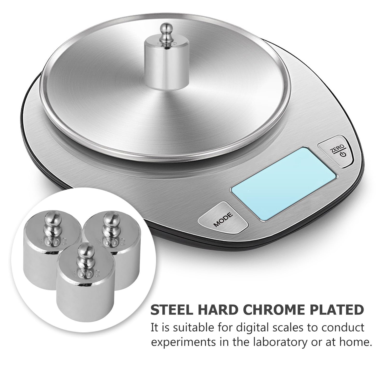 Zerodeko Poids D'étalonnage Précision M2 en Acier Plaqué Chrome Lot de 3 100g pour Balances Électroniques Pince pour Laboratoire et Enseignement