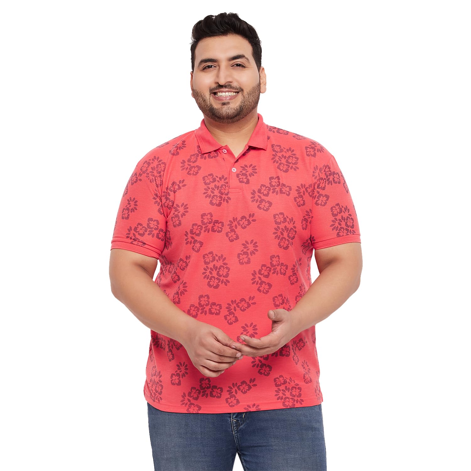 GET GOLF Men's Plus Size Cotton Blend Tshirt-BigC-1009-CORAL_4XL
