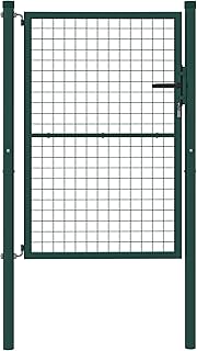 Outsunny Portillon de jardin en acier 97 x 175 cm portail de jardin avec serrure, cl&eacute;s et poign&eacute;e, d&eacute;coration en fl&egrave;che, portillon de patio ext&eacute;rieur, vert