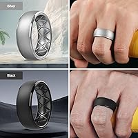 Vista 13 de Egnaro Anillos de boda de silicona para hombre: 1/4/6/7 Multipack de anillos de boda de goma con arco interior Diseño ergonómico transpirable