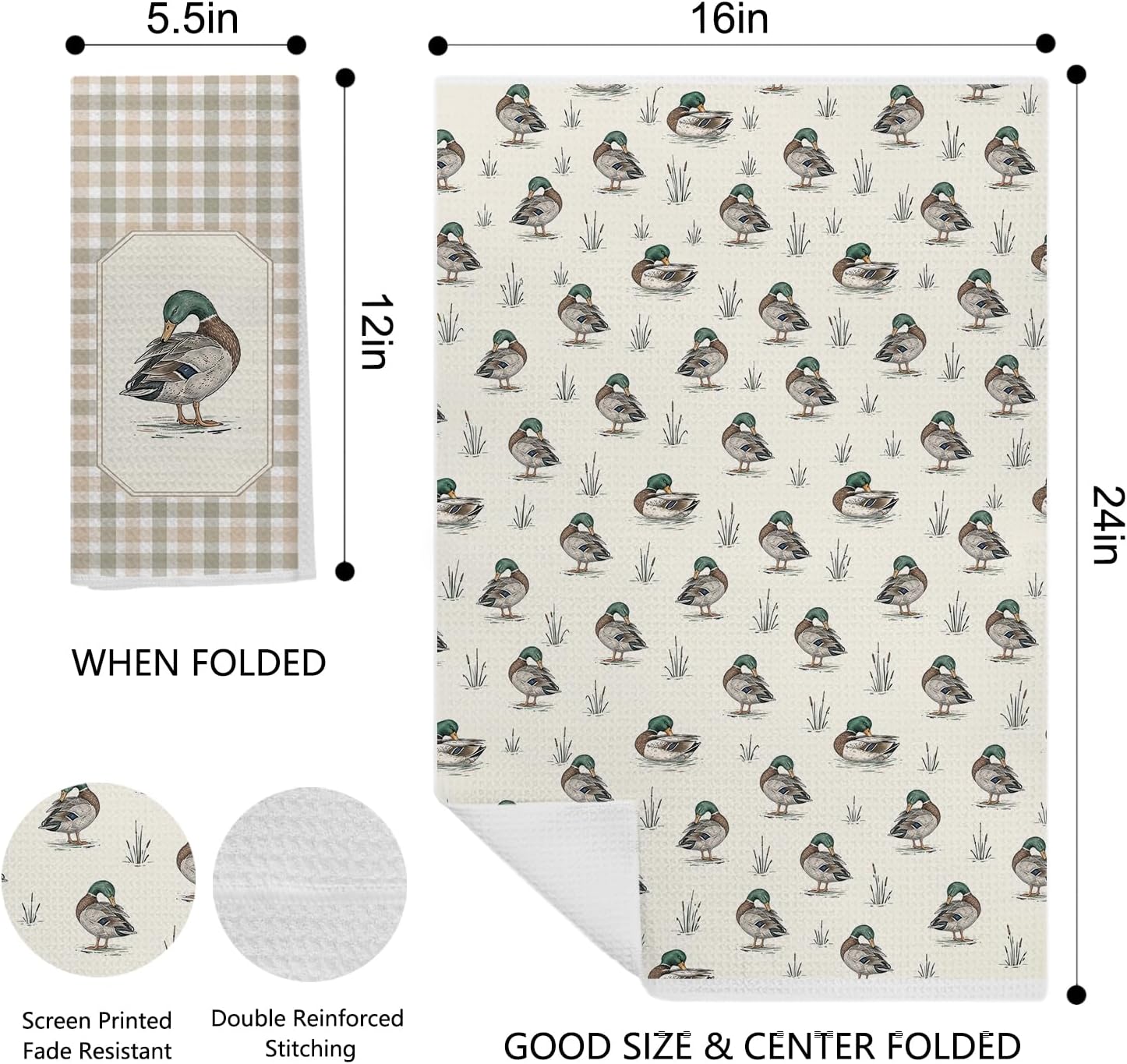 Mallard Bird Kitchen Towels Set of 2, Vintage Duck Decor | Ideal gift for bird lovers, gardeners, and vintage home decor enthusiasts.