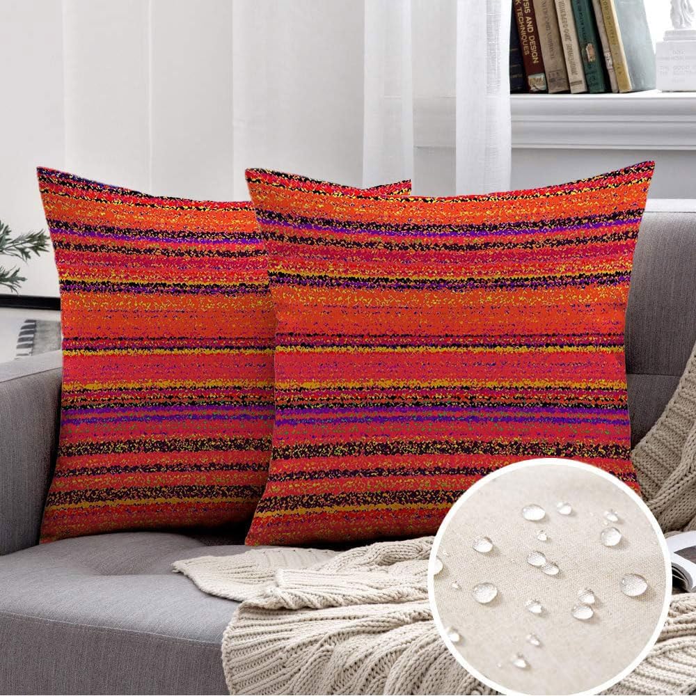 Waterproof Pillow Covers Colorful Retro Rough Design Rust