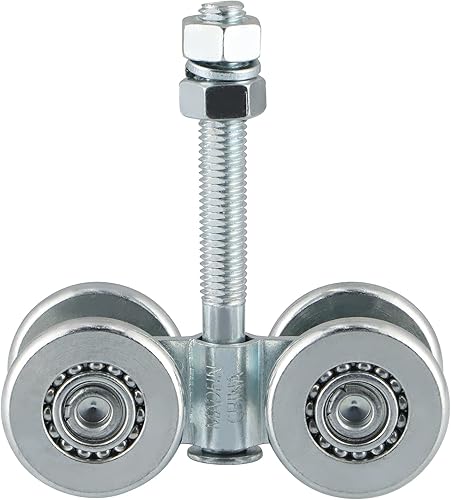 Miniatura 2 de Skelang Paquete de 2 carriles de caja Hnager, carrito colgante de riel de doble rueda, colgador para puerta corrediza de granero, capacidad de carga