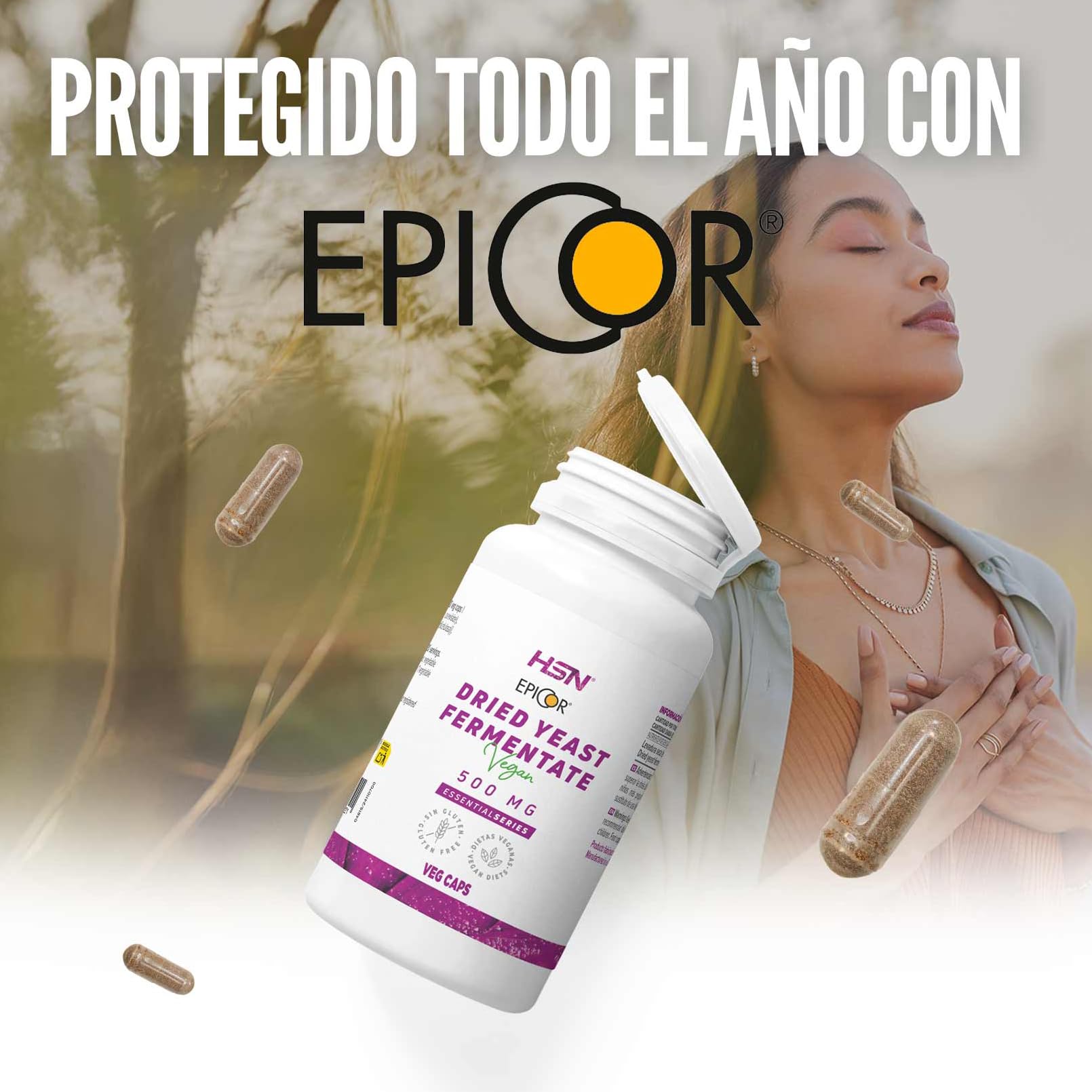 HSN EpiCor® Levadura Seca Fermentada 500mg 120 Cápsulas Vegetales No-GMO Vegano Sin Gluten