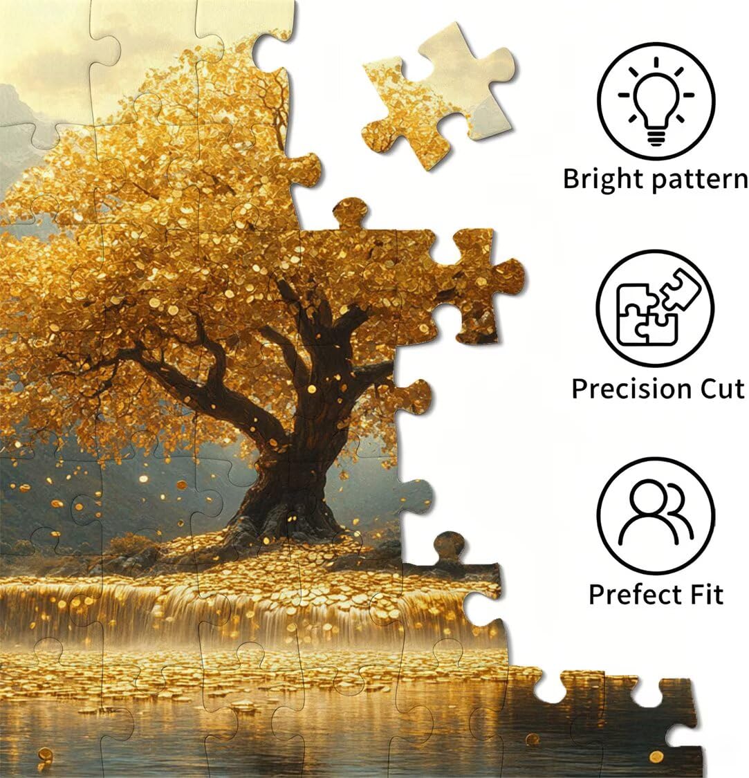 Puzzles 3000 Piezas, Puzzle Madera árbol Moneda de Oro, n-726