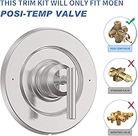 Vista 2 de T2901BN Gibson Valve Trim Kit, Brushed Nickel Shower Trim Kit Shower Lever Handle, Compatible with Moen 2510 Valve