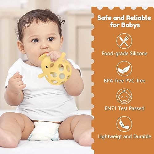 Miniatura 3 de MCGMITT Juguetes de dentición para bebés de 3 a 6 meses, juguete de silicona fácil de agarrar para bebés de 0 a 12 meses, juguetes sensoriales