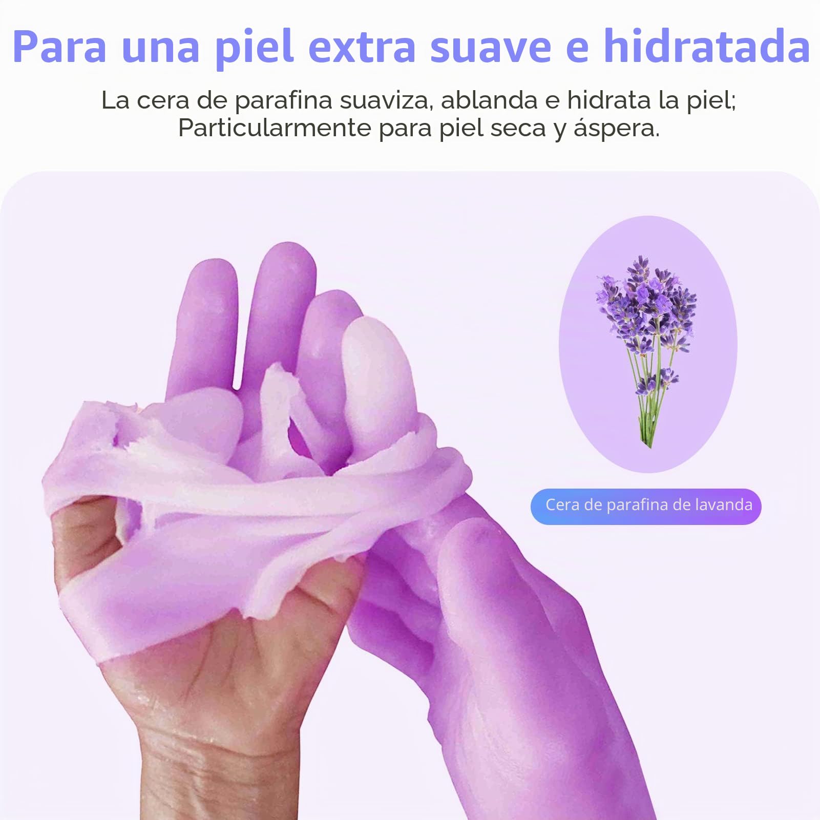 Cera de parafina 3 x 450G (1350g) para baños de parafina para manos y pies, Lavanda