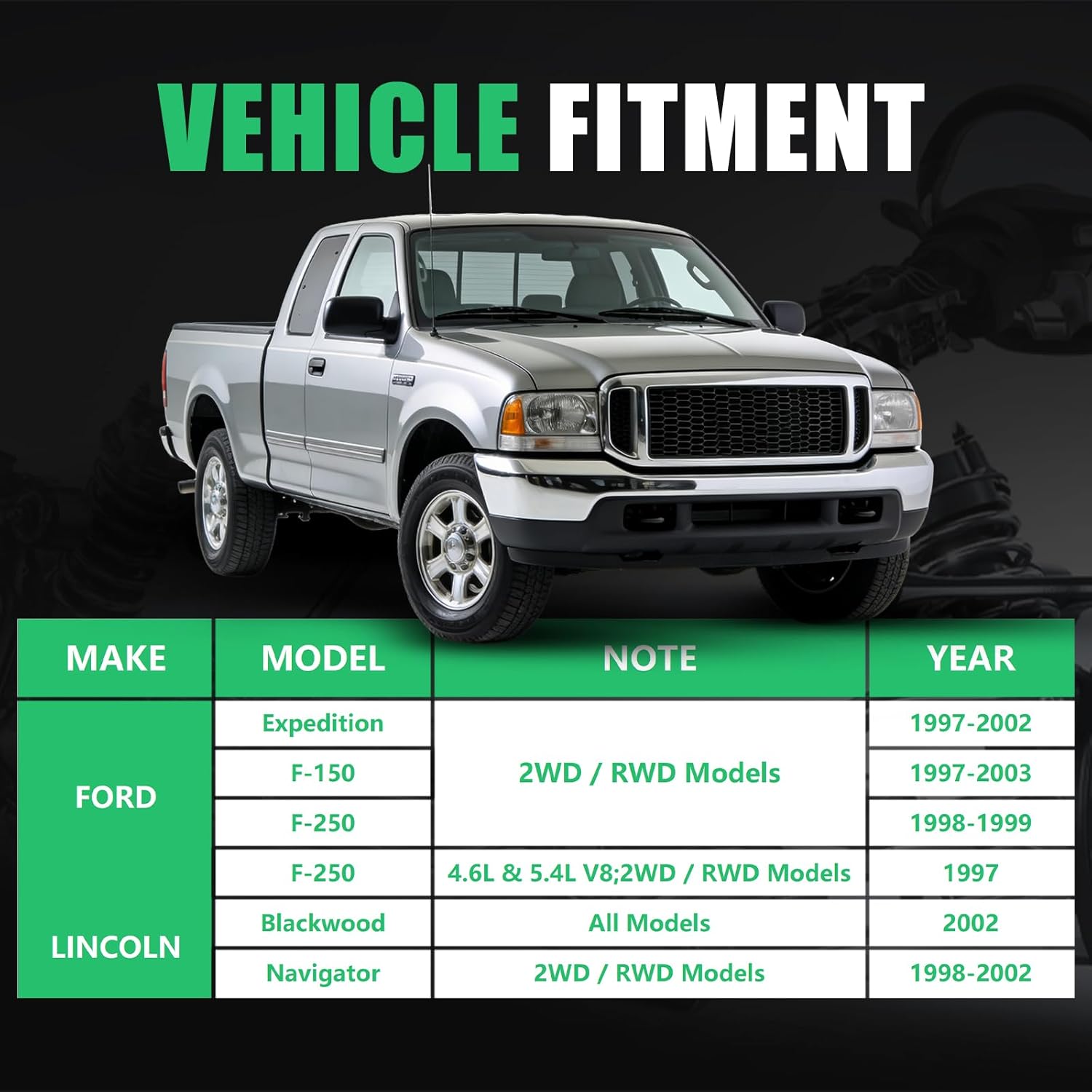 Front Suspension Kit 10-Piece Compatible with Ford F-150 F-250 Expedition 1997-2003 2WD/RWD, Lincoln Navigator 1998-2002 & Blackwood 2002 | w/Control Arms, Ball Joints, Sway Bar Links