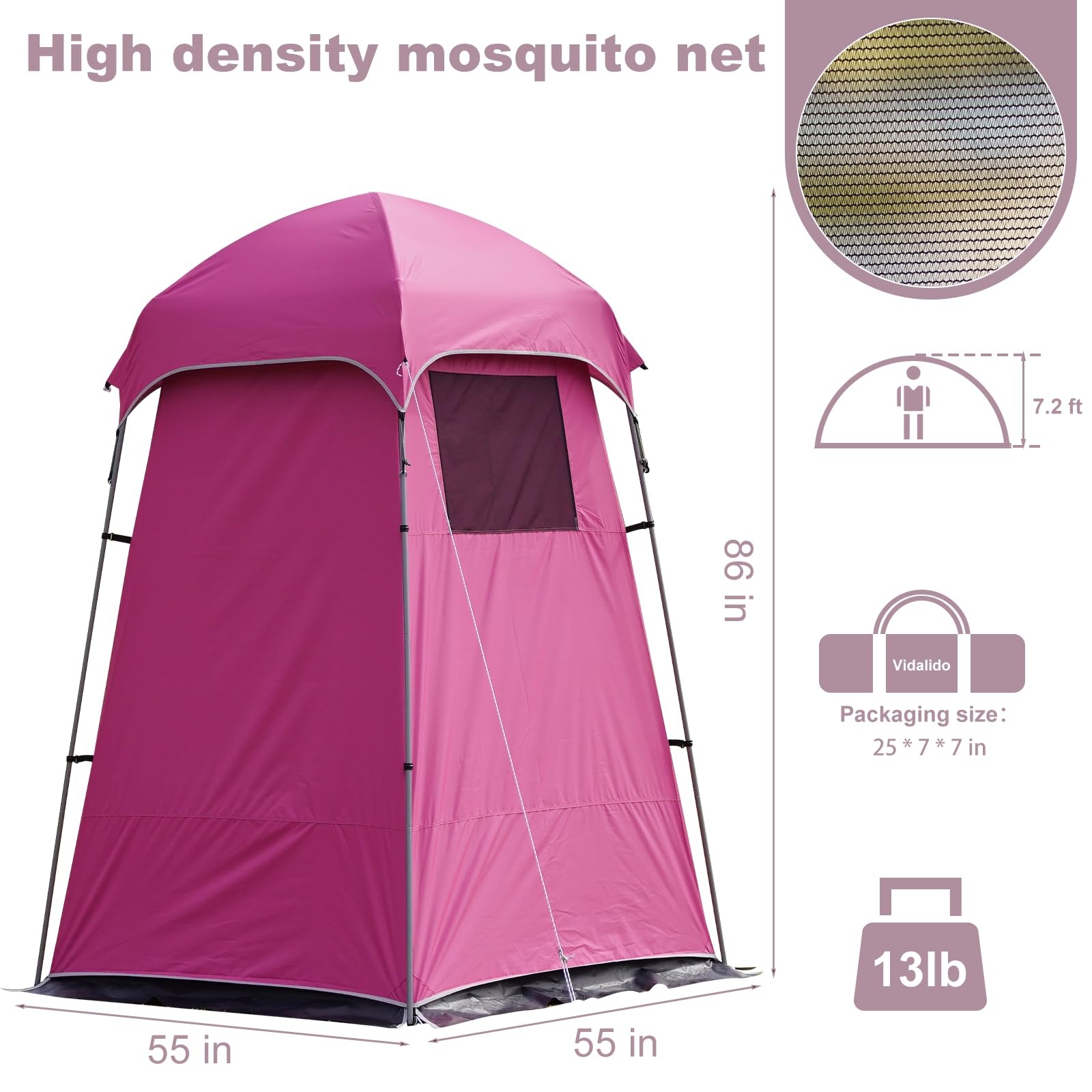 Vidalido Camping Duschzelt Sichtschutz Zelt Tragbare Outdoor-Duschen Zelte für Camping mit Boden, Camping Sichtschutz Unterstände Badezimmer Toilettenzelt