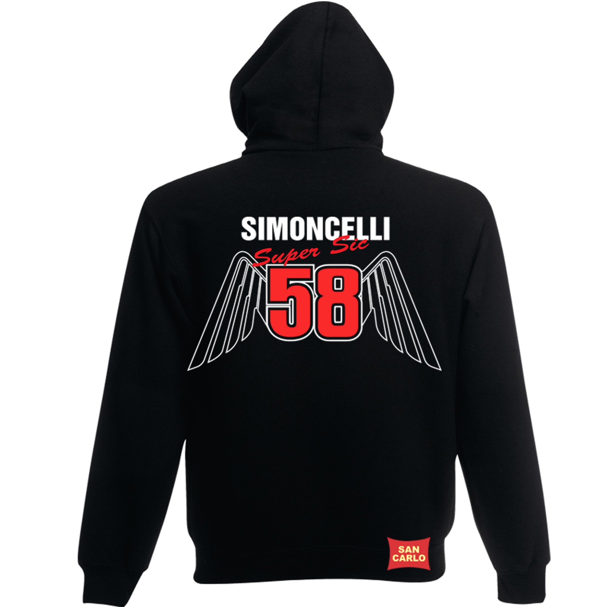 red i Marco Simoncelli 58"Wings Hoodie Black (xxl)