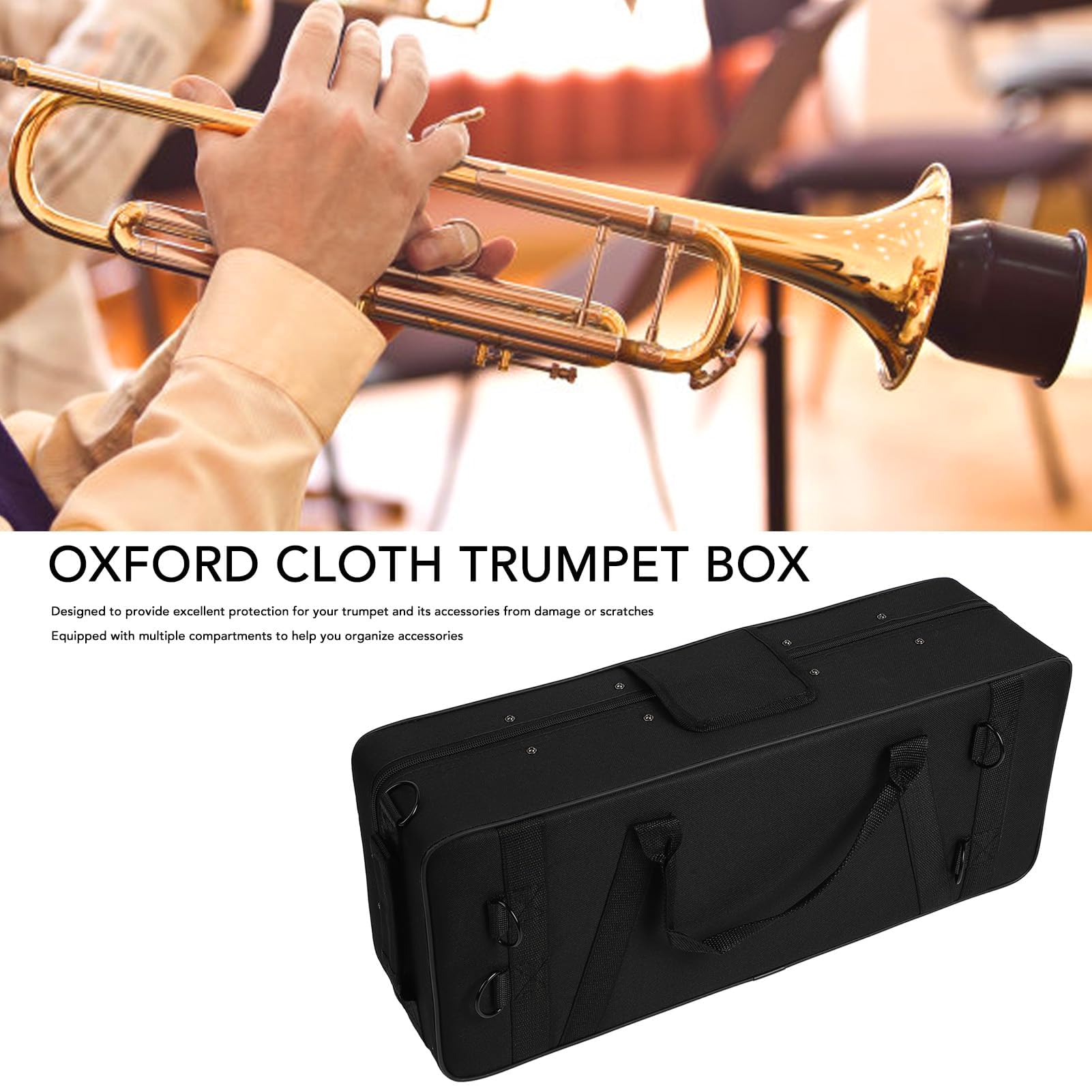 Valigia per Tromba Custodia per Tromba in Tessuto Oxford con Tracolla Scomparti Multipli Custodia per Tromba