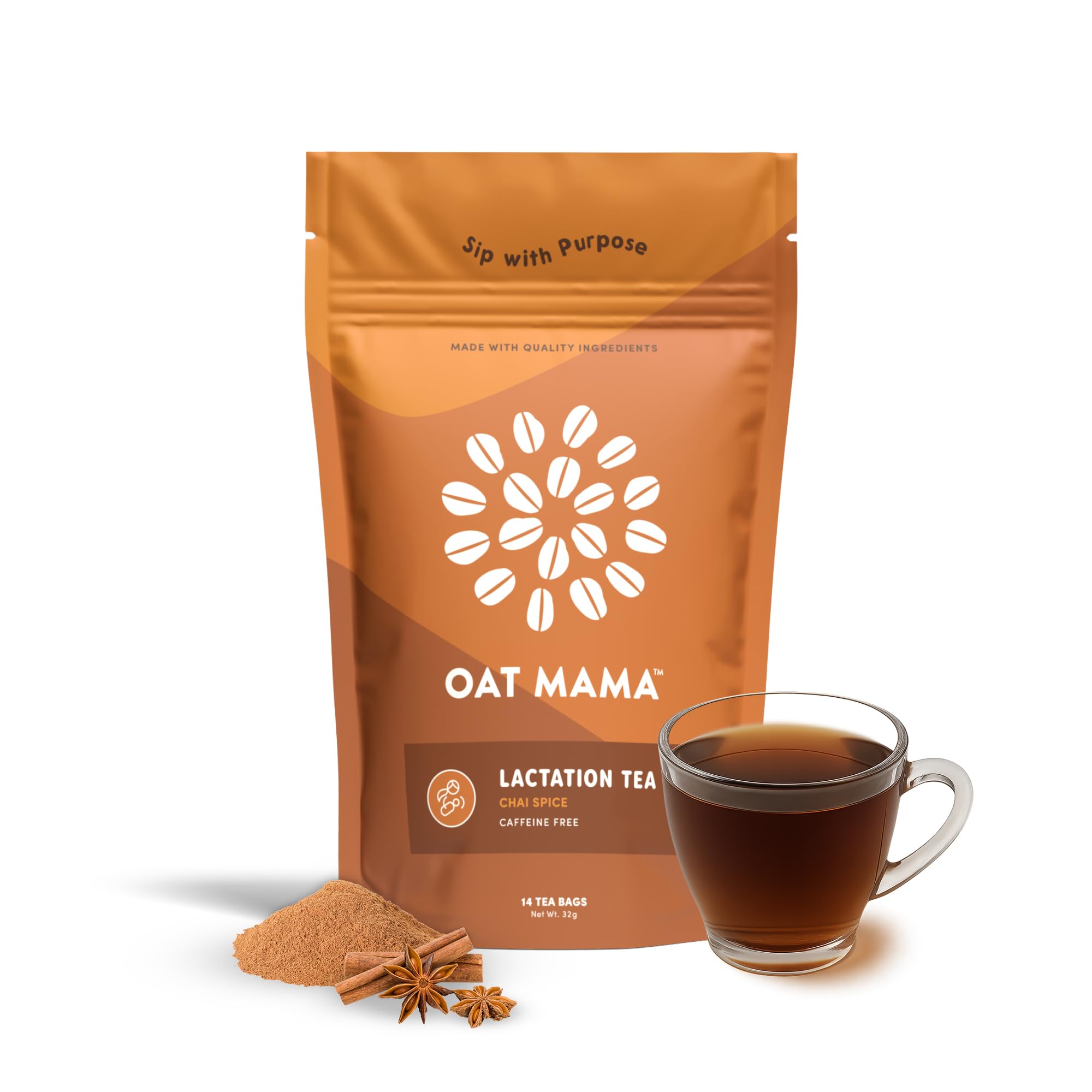 Oat Mama Lactation Tea for Breastfeeding Moms - Chai Spice | Breastfeeding Essentials for Milk Supply Increase | Organic Lactation Support & Postpartum Recovery