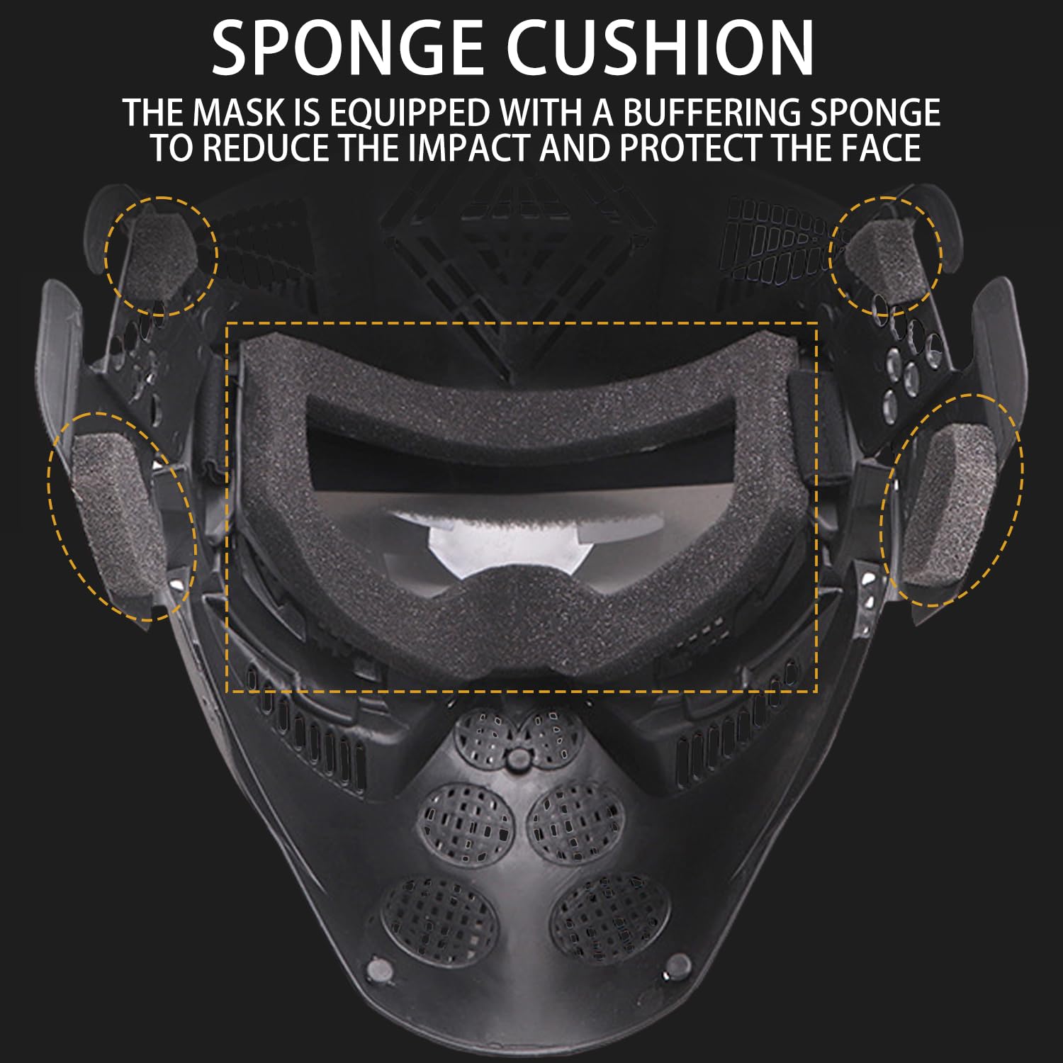Maschere tattiche per paintball airsoft integrale per caccia BB, CS Game Tactical Gear antiurto con occhiali, attività all'aperto