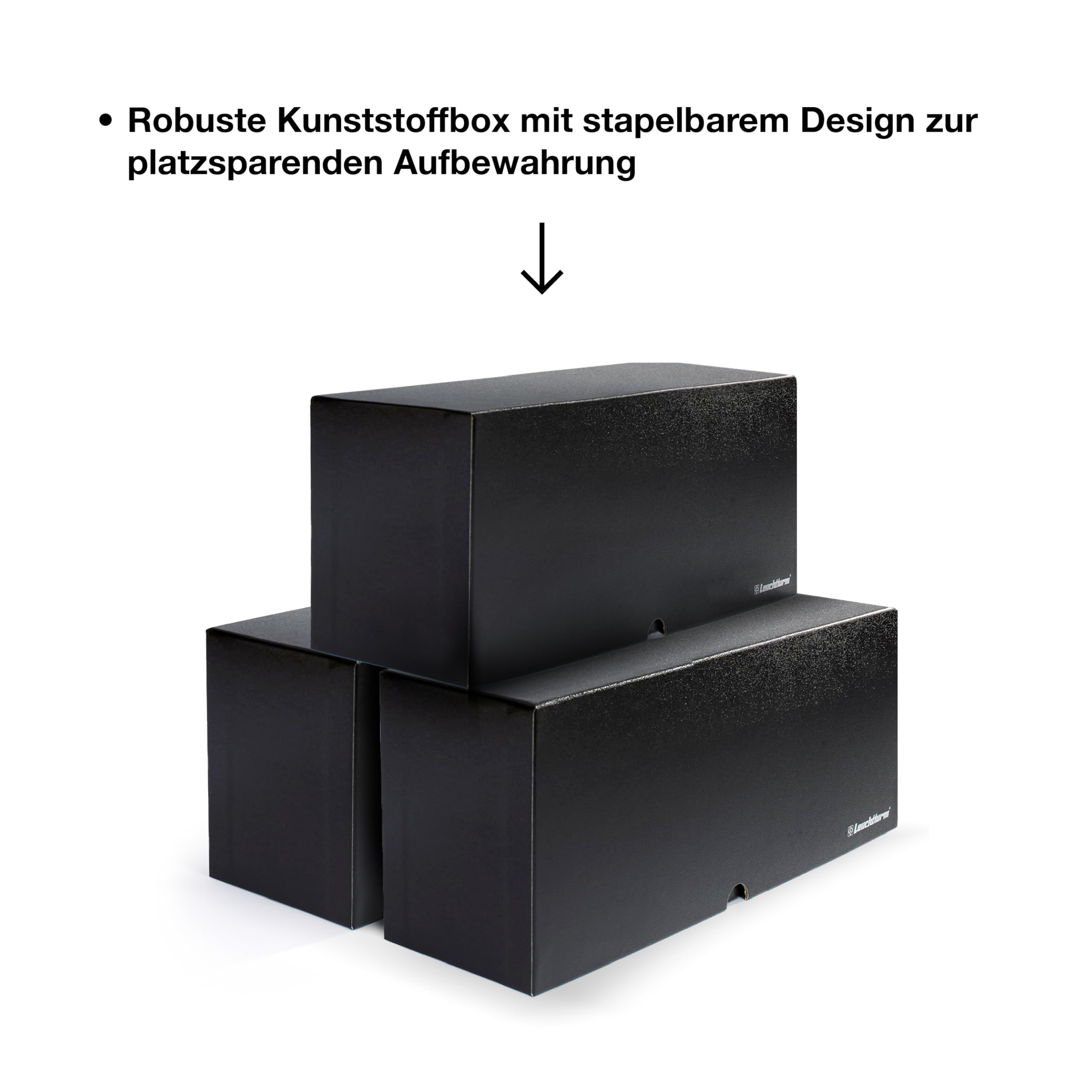 Leuchtturm 371402 Caja de Archivo Logik para 40 Coincards Grandes 85 x 125 mm (no Incluidas) Negro, Formato Vertical 300 x 130 x 97 mm
