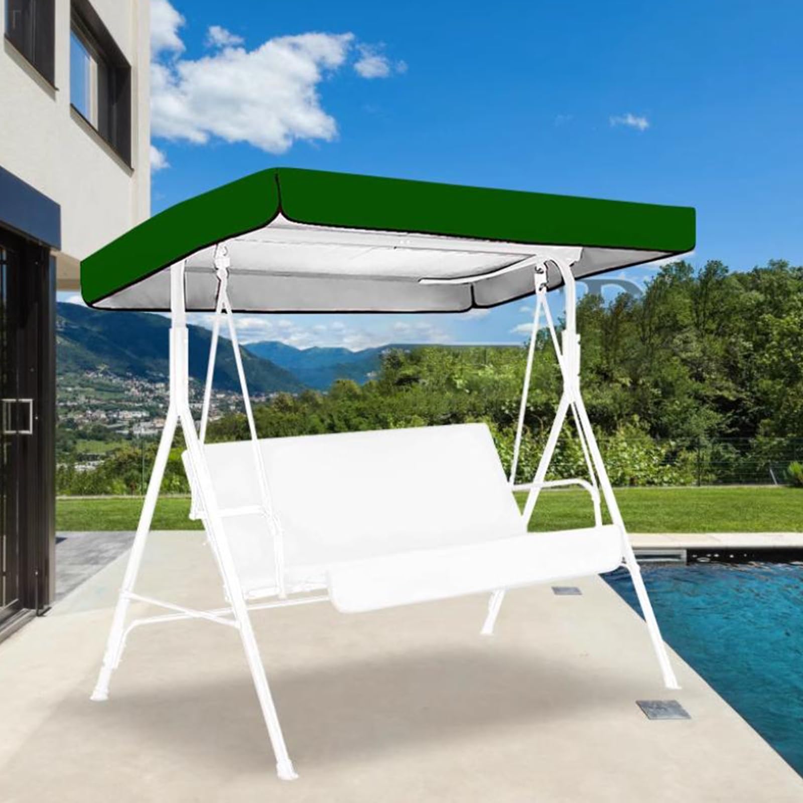 Tettuccio per Dondolo, Universale Copertura per Tetto per Altalena Hollywood, a 2-3 Posti, Tetto di Ricambio Anti-UV e Impermeabile(Beige,190T:191 * 120 * 18/23cm)