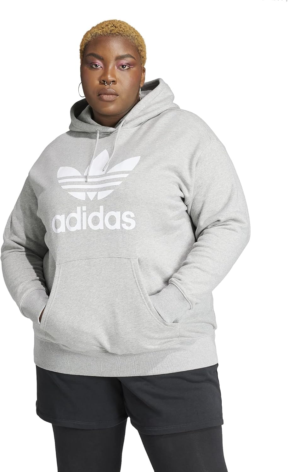 Sudadera con capucha trefoil para mujer de talla plus de adidas originals