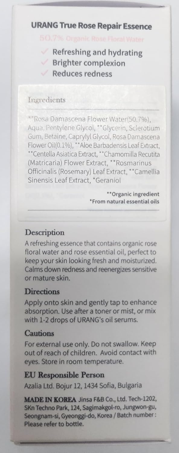 URANG True Rose Repair Essence | Cosmos Natural Certified | 50.7% Rosa Damascena Flower Water & Rose Essential Oil | Deep Healing & Calming Face Moisturizer | Reducing Redness | 1.69 Oz - Image 8