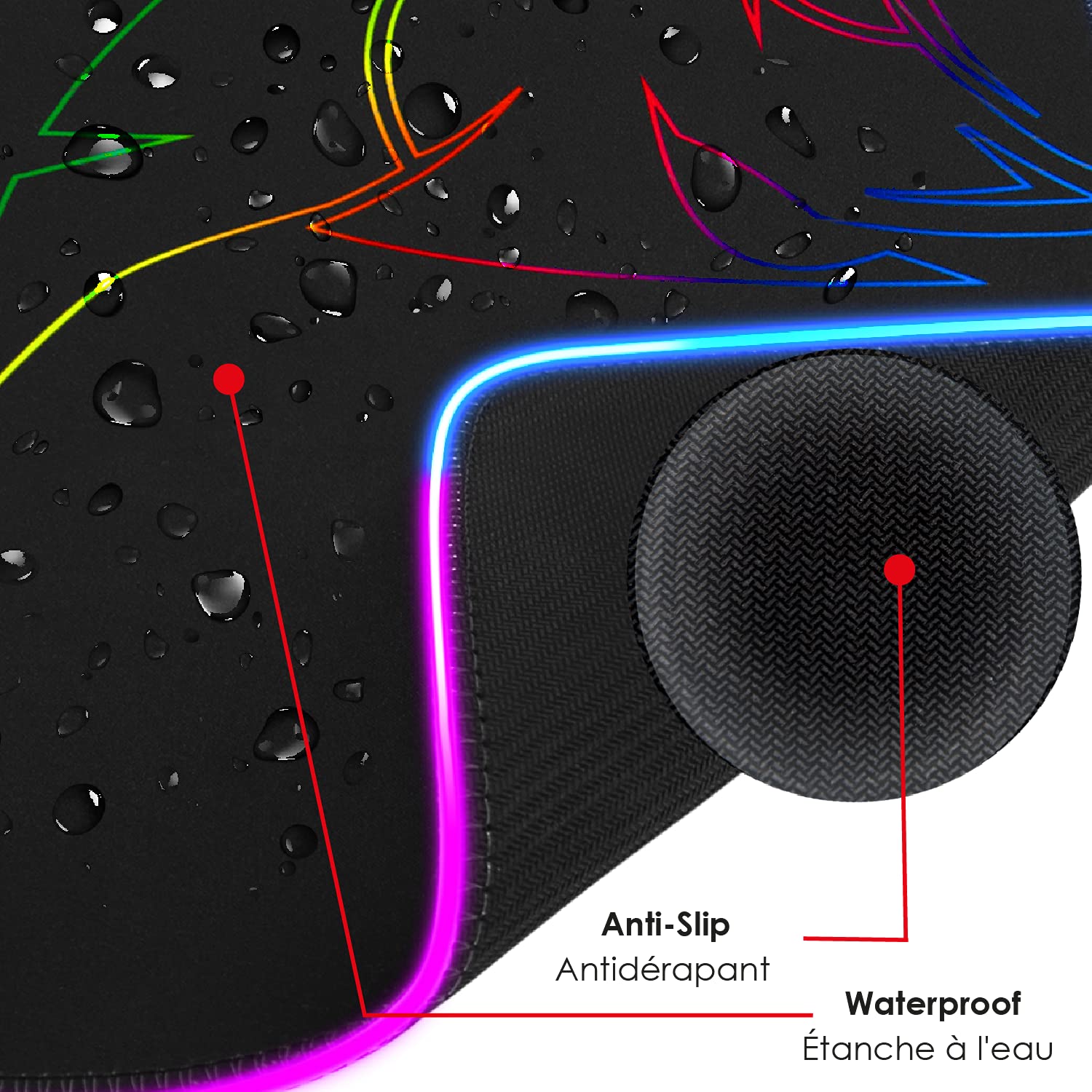 EMPIRE GAMING Dark Rainbow RGB Podkładka pod mysz - 12 trybów oświetlenia LED - Podkładka pod mysz z jasnym podświetleniem - wodoodporna i antypoślizgowa guma - Do gier na PC, MAC i laptopa - 300 x