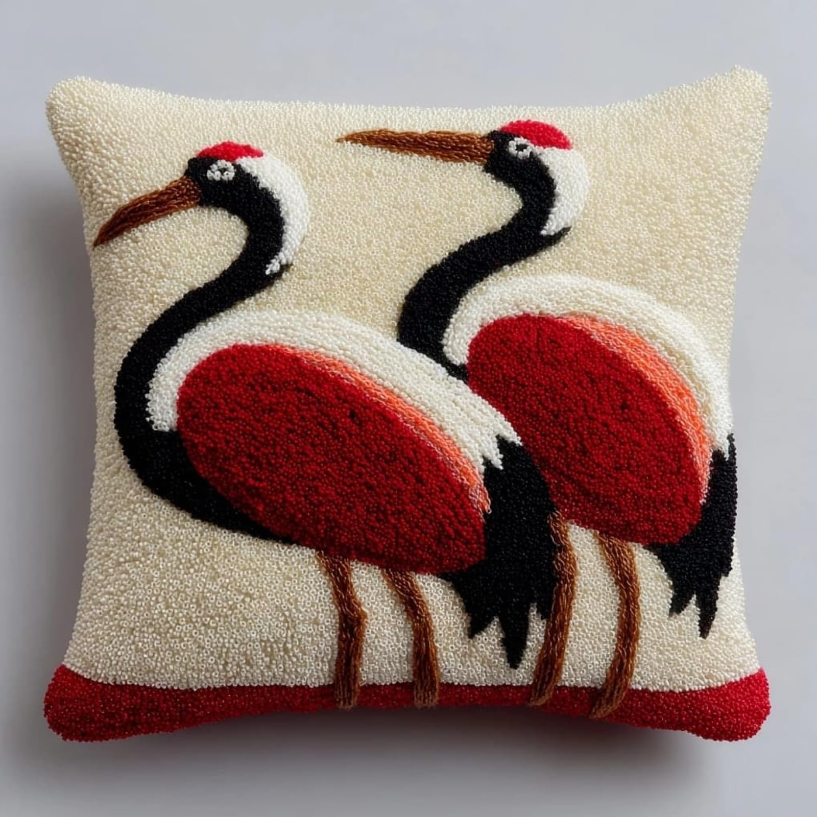 WallustrioaW Latch Hook Cushion Kits for Adults Beginnersred-Crowned Crane