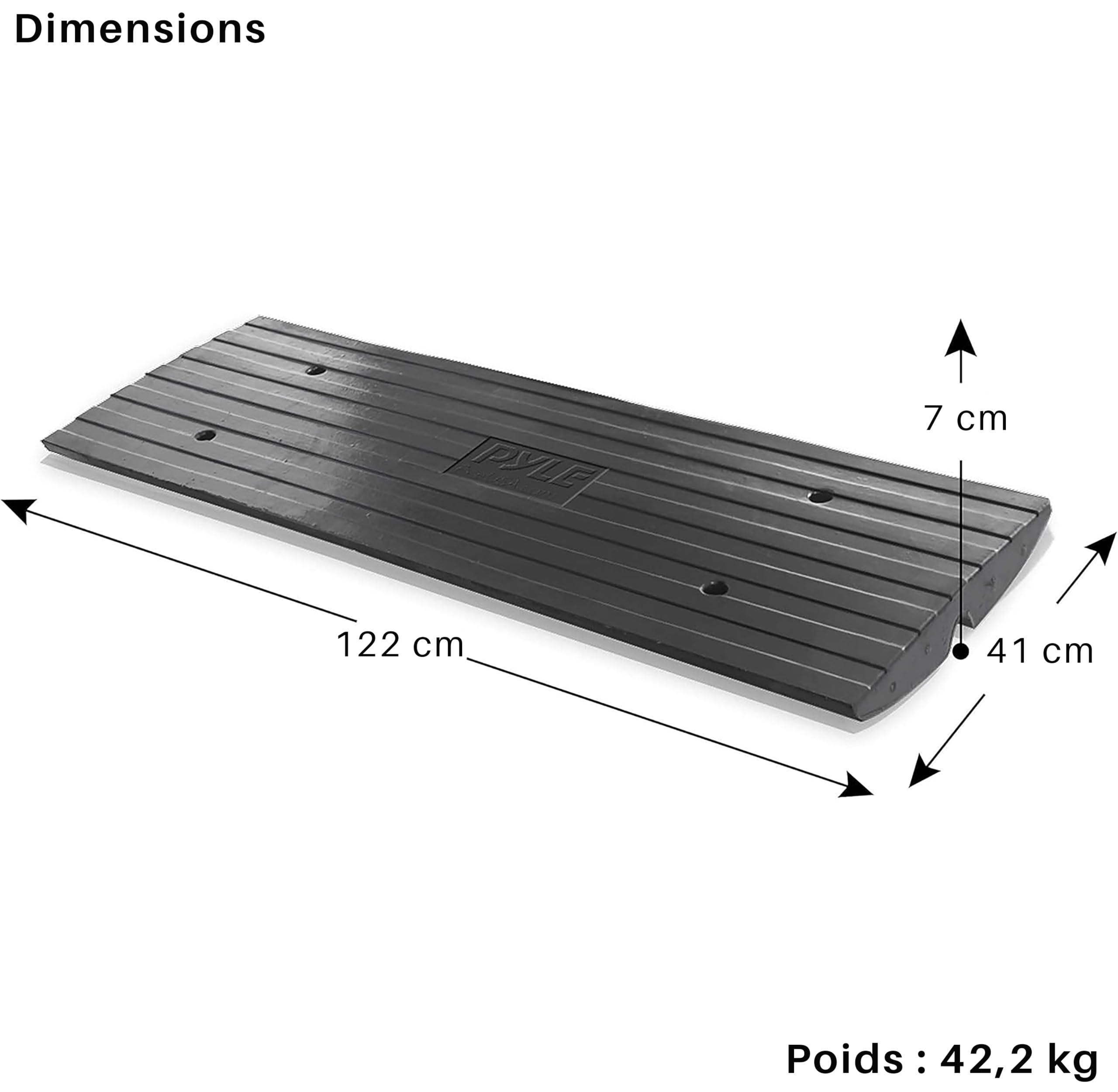 Pyle Rampe de Seuil -Rampe de Trottoir en Caoutchouc Robuste - Idéal pour Quai de Chargement, Garage, Trottoir, Camion, Trottinette, Vélo, Moto, Mobilité en Fauteuil Roulant et Autres Véhicules