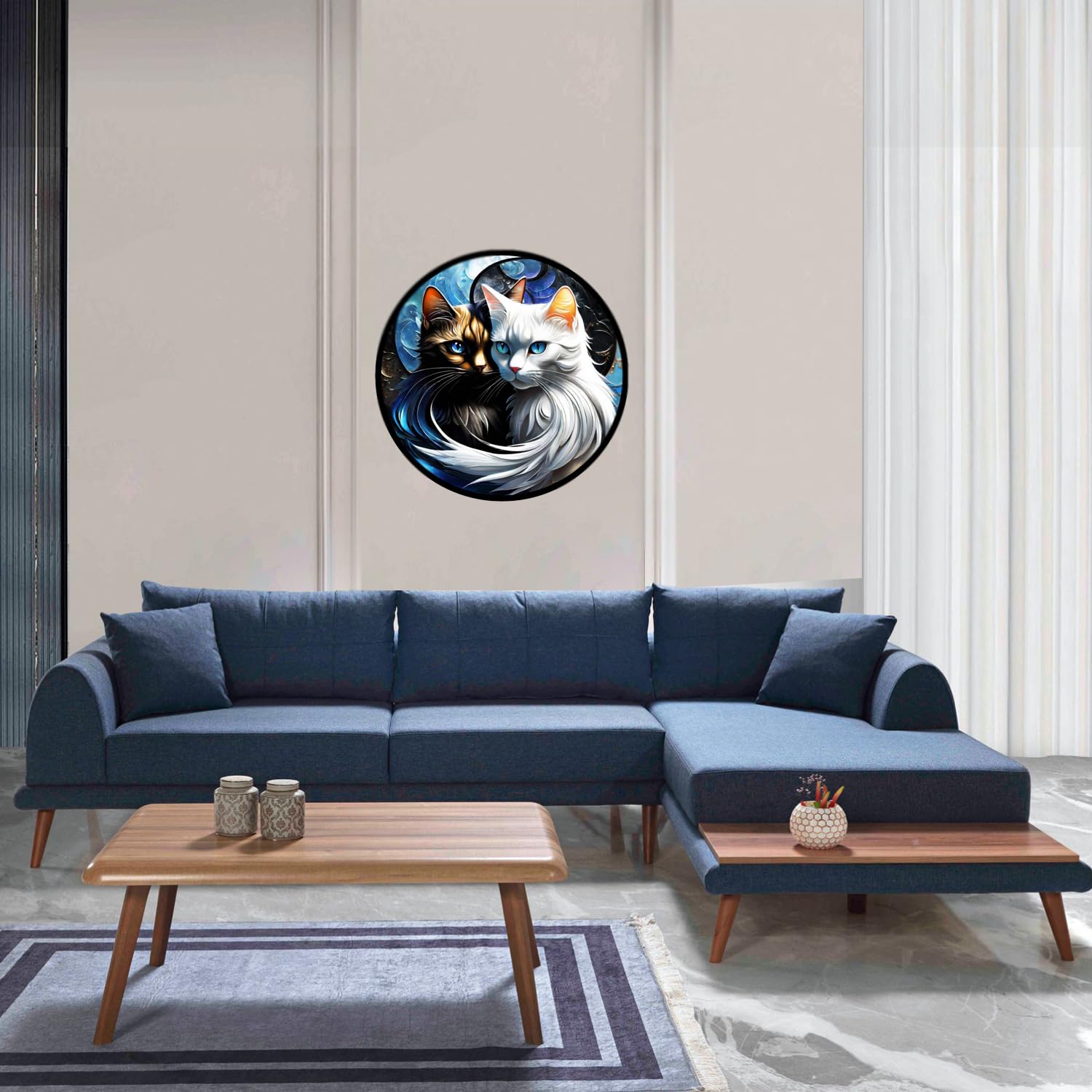 Wooden Puzzles for Adults, Unique Animal Shape YingYang Cats Wooden Jigsaw Puzzles, Extraordinary Gift for Friends and Family, Wood Puzzles Adult, Perfect for Birthday Gift, Wood Cut Puzzles (Medium)