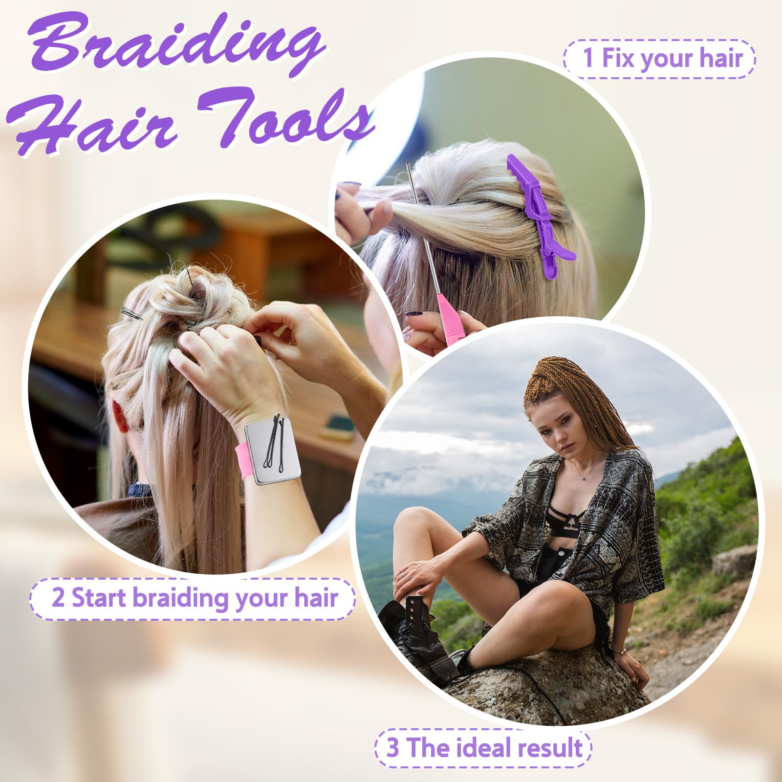 Juexica 19-Piece Hair Braiding Rack and Styling Tool Set