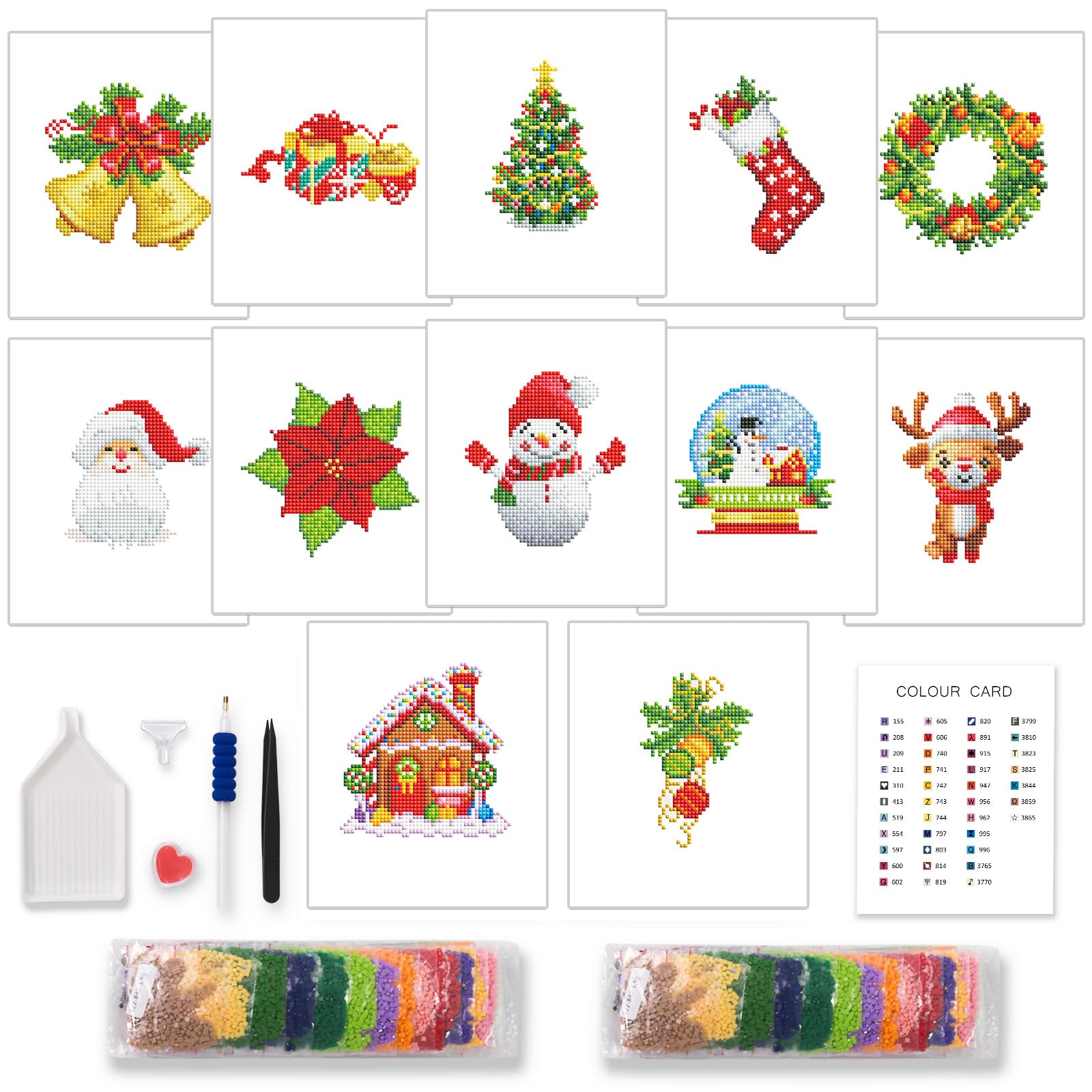 12 Pcs Christmas Diamond Art Kits