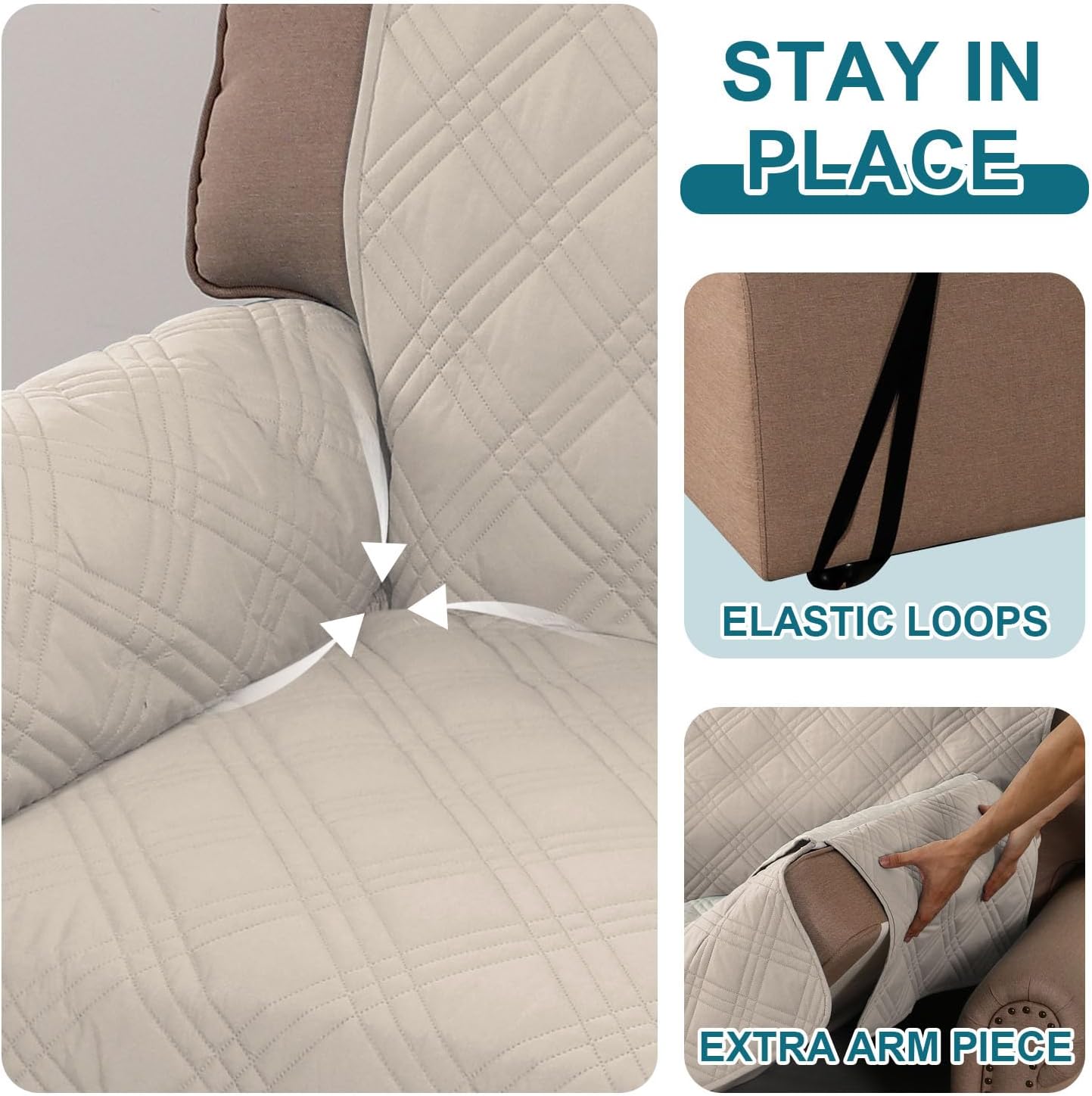 Turquoize Waterproof Couch Cover for Dogs Chair Cover Sofa Slipcover Chair Couch Protector Non-Slip Pet Couch Covers for Sofa Furniture Protector for Pets, Kids,Dog (Chair 23", French Oak)