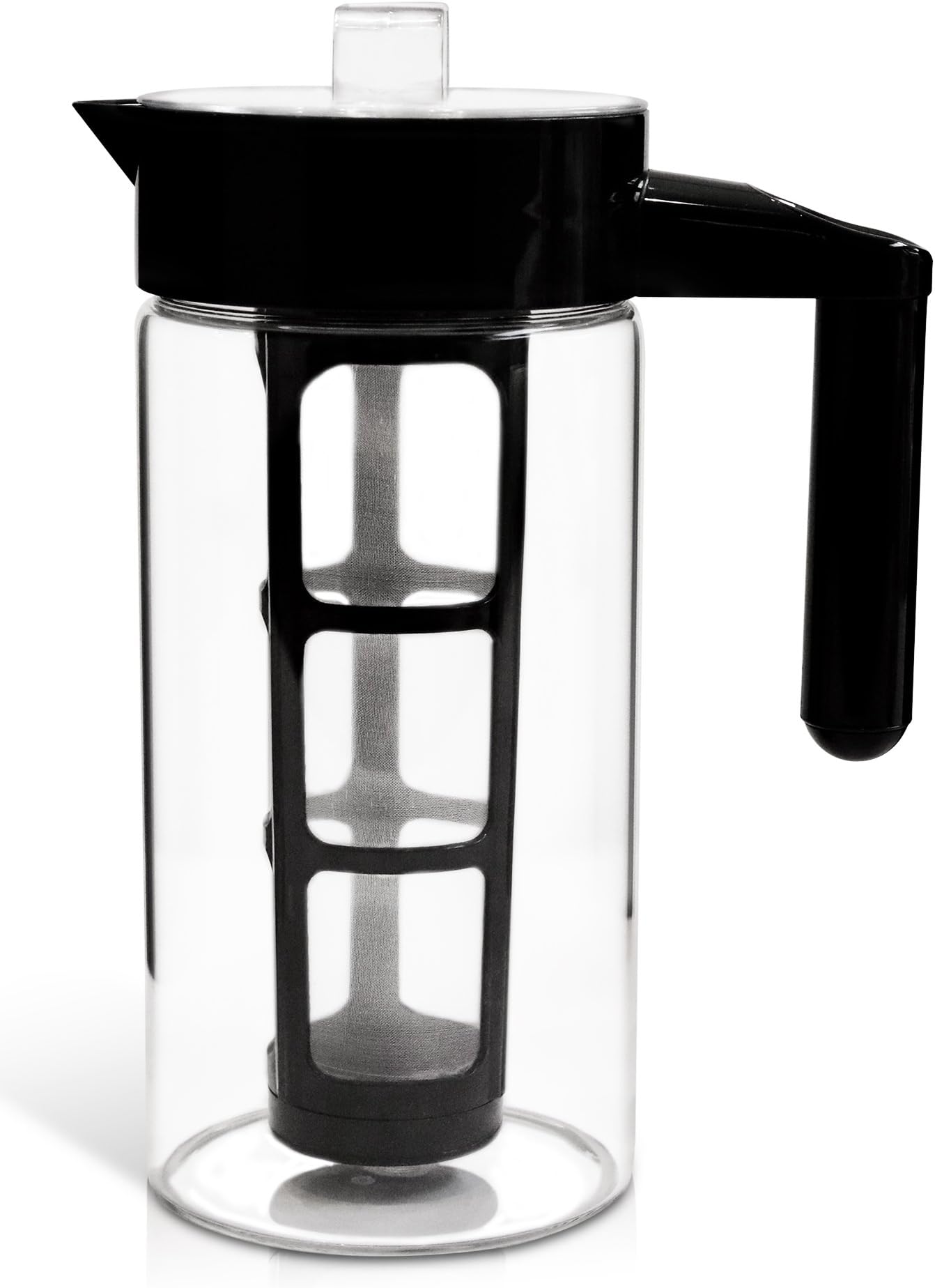 Zell Cold Brew Coffee Maker | Best Home Iced Coffee & Tea Maker with Removable Coffee Fine Mesh Filter | Premium Borosilicate Glass | BONUS Fruit Infusion Filter | 1 Quart (1000 ml)