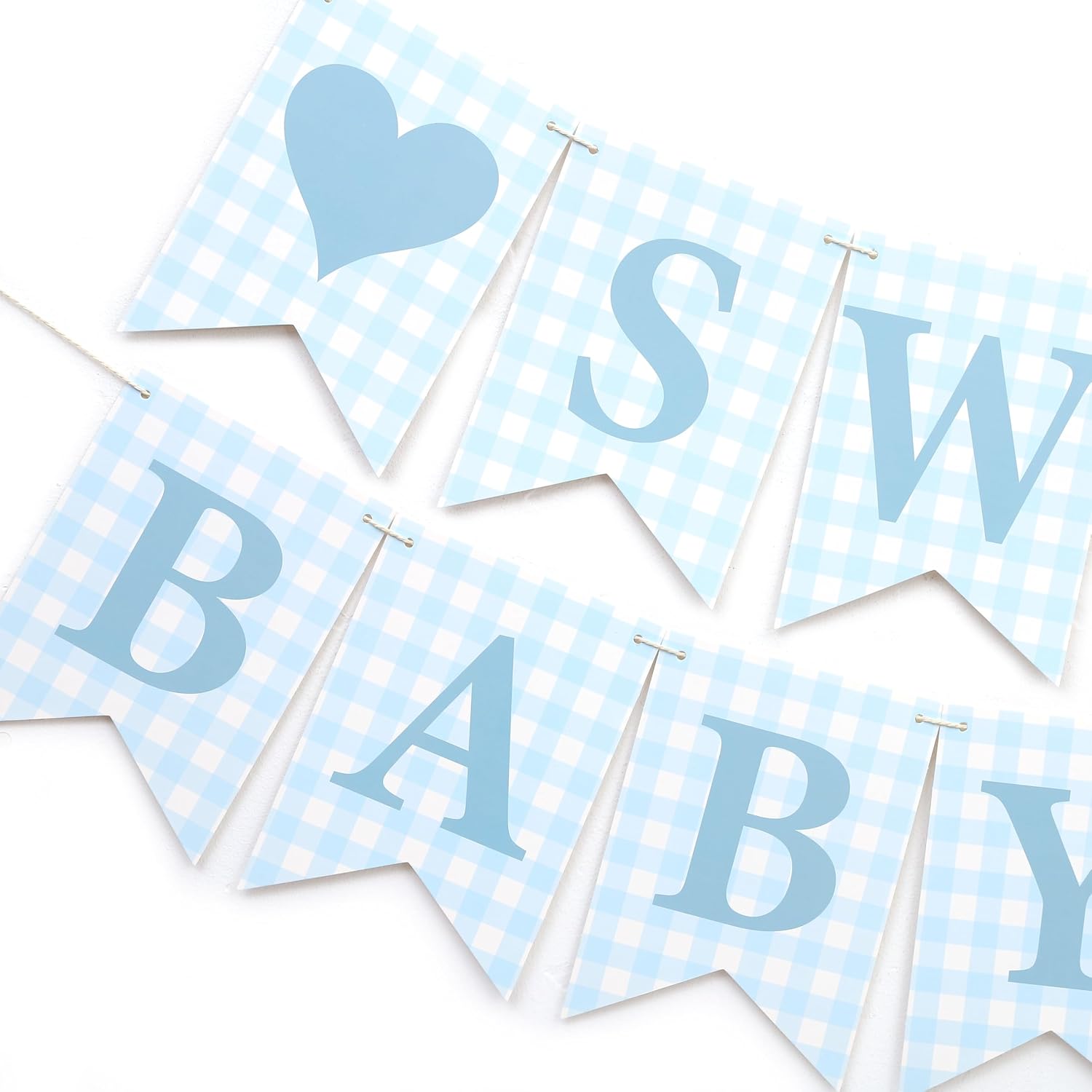 Blue Gingham Sweet Baby Boy Banner - Blue Gingham Baby Shower Decorations,Gender Reveal,It's A Boy Welcome Home Party